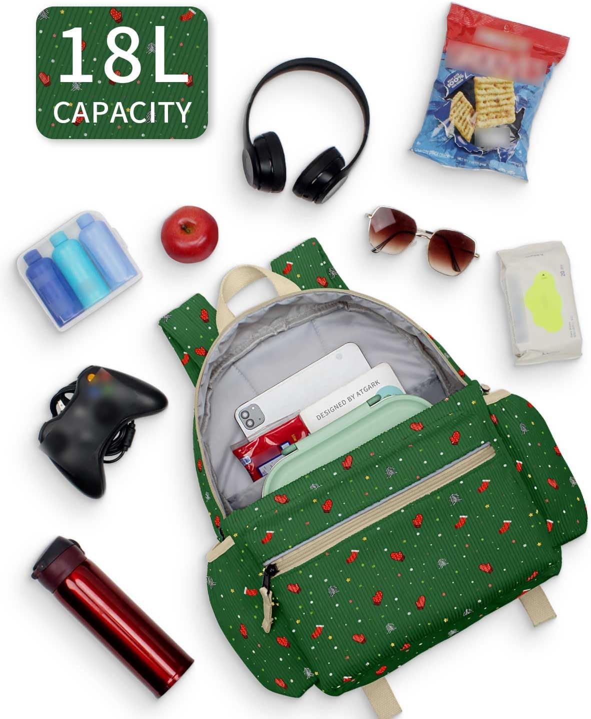 Corduroy Kids Backpack for Girls 6-10: Girls Backpacks for Elementary Kindergarten 15” H Fit Folder