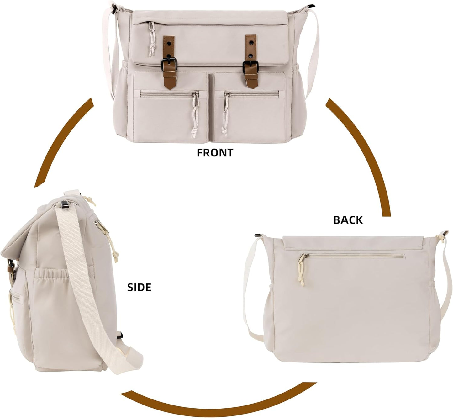 Travel Messenger Bag for Women Men: Durable Canvas Crossbody Handbag with Adjustable Strap Lightweight Laptop Purse