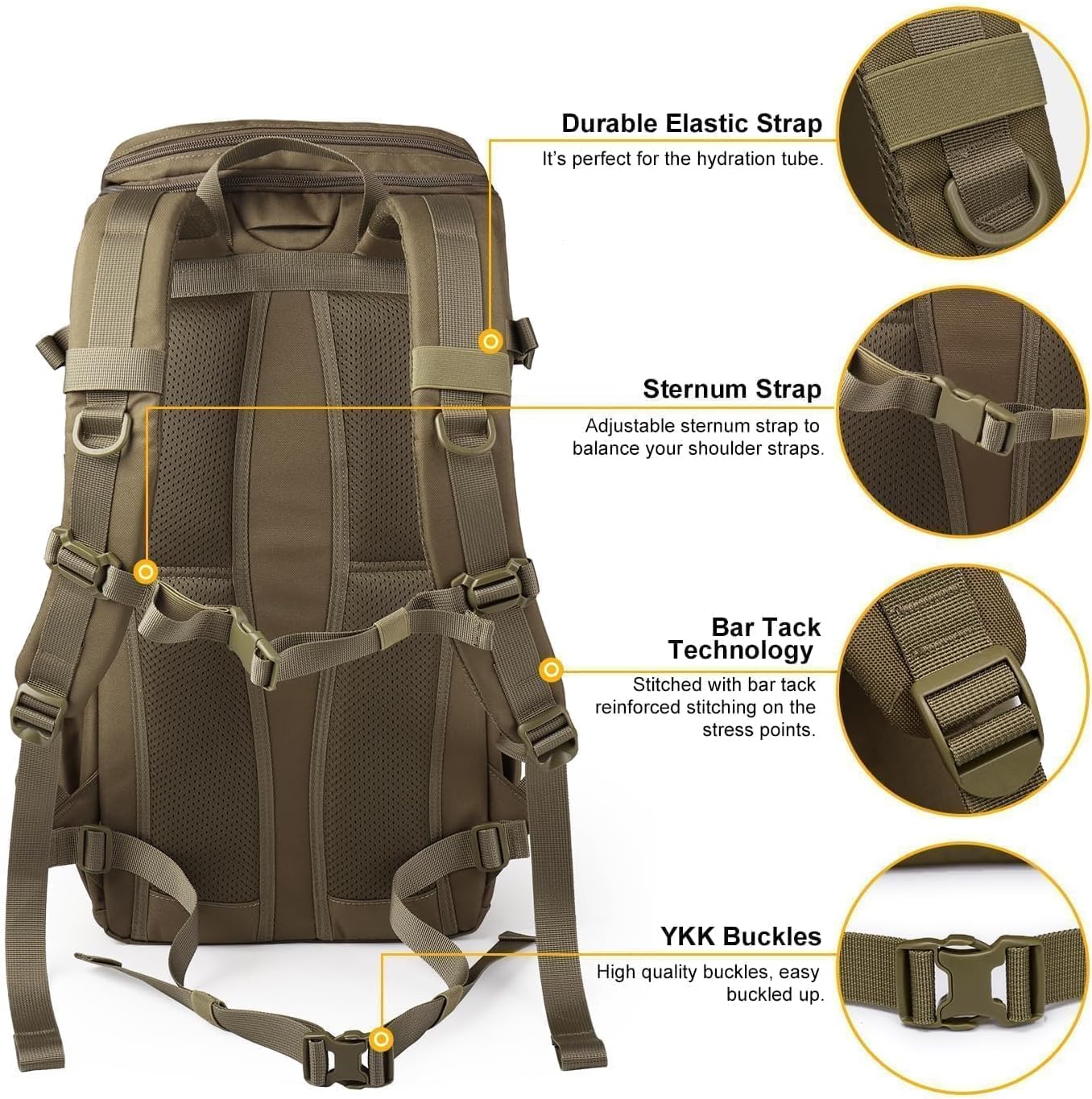Mardingtop Tactical Backpacks Molle Hiking daypacks for Motorcycle Camping Hiking Military Traveling,25L Backpack