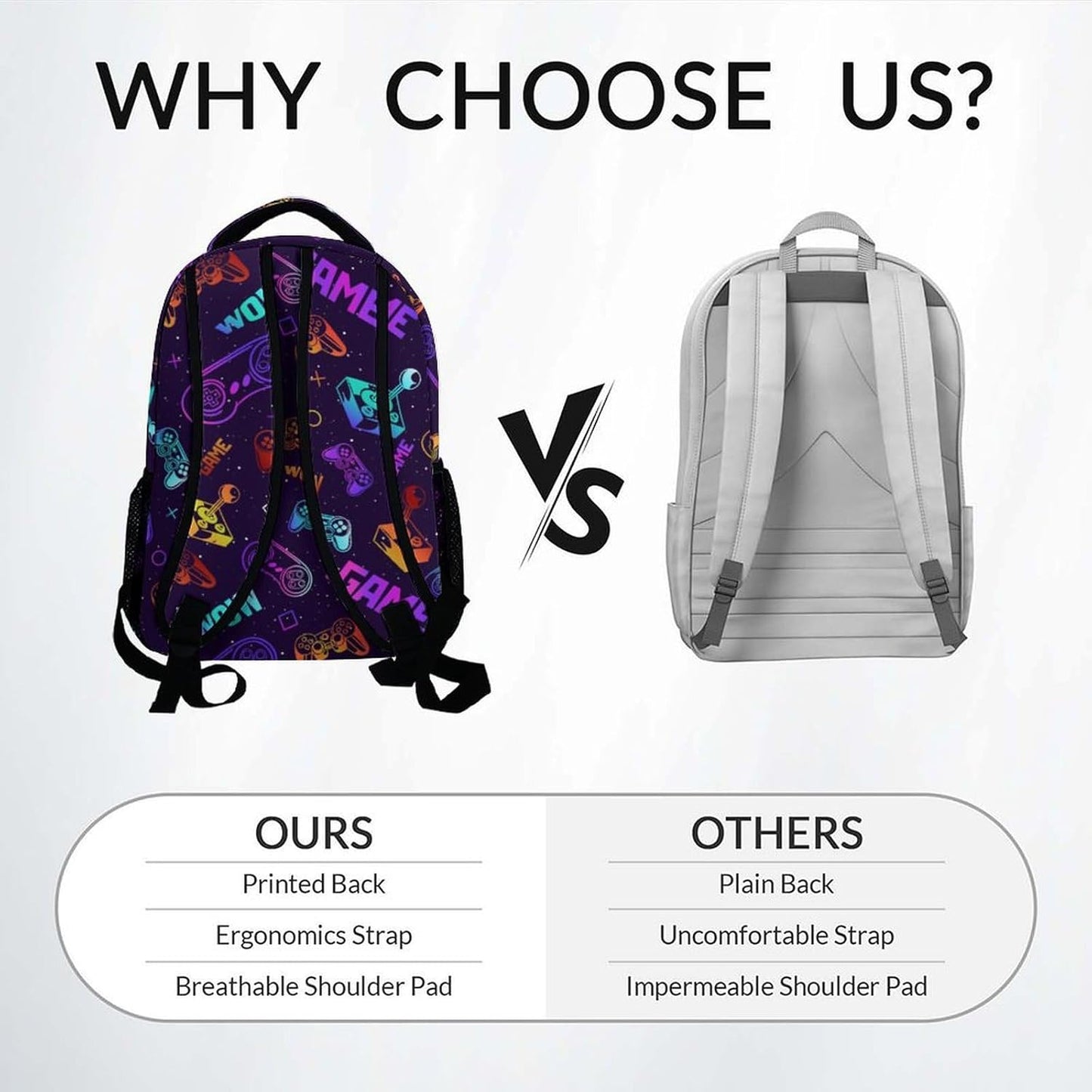 Kids Backpack - 17 Inch Custom Gamer Backpack for Boys Girls - Personalized Cool Gaming School Bag for Primary Middle