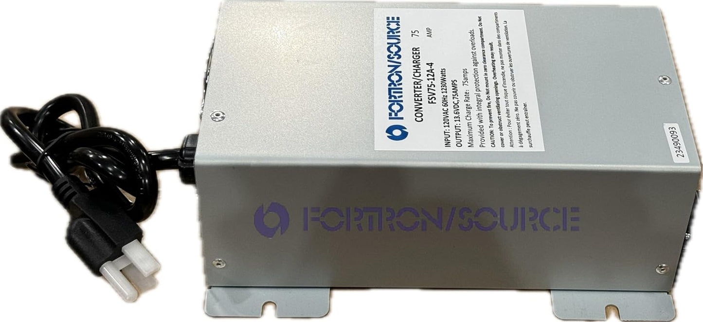 RV Power Converter | 75 Amp | 4-Stage Battery Charger | Fortron/Source SRV Series Power Supply | AC-DC Converts 120VAC to 13.75VDC | FSV75-12A-4