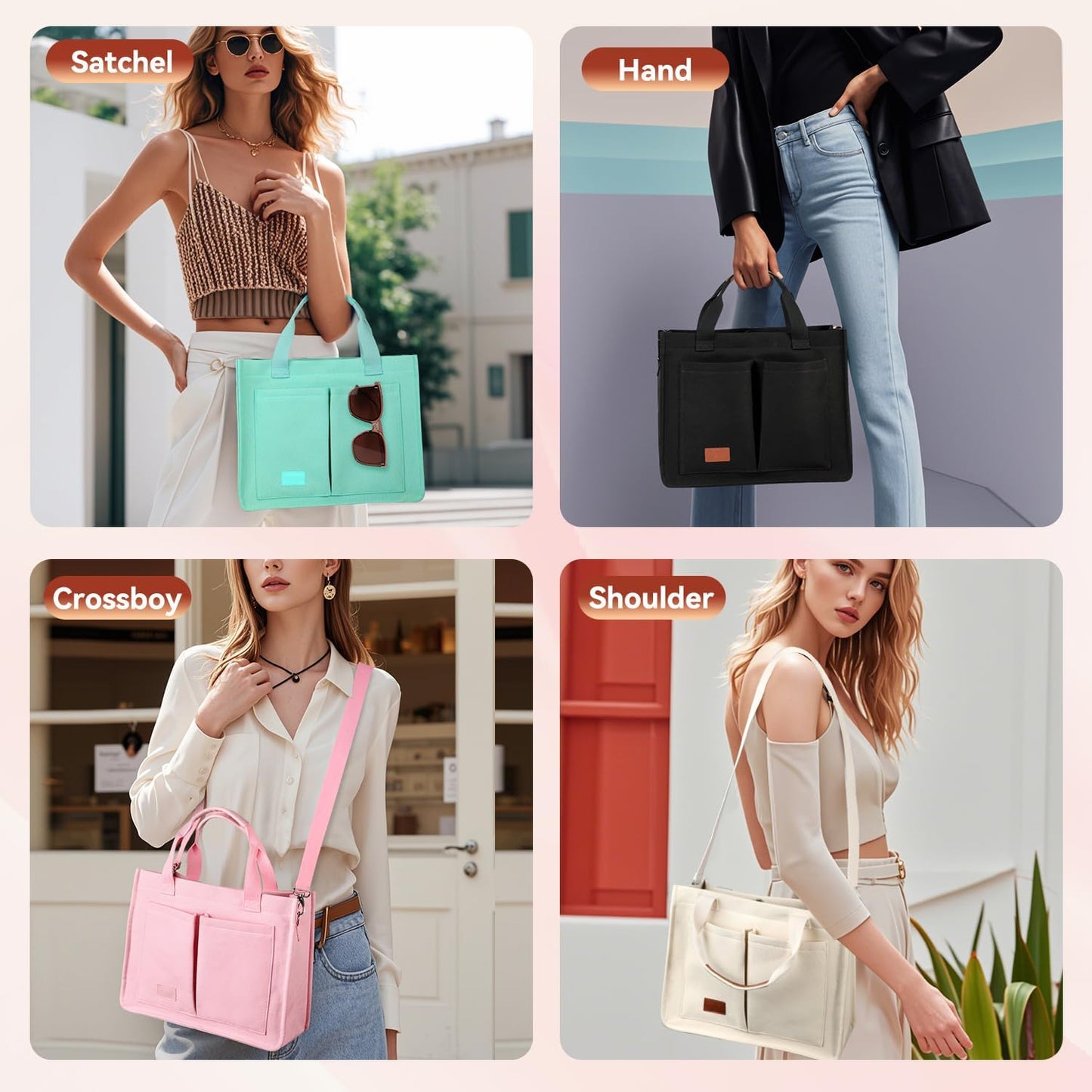 Voova Large Canvas Tote Bag for Women, Womens Laptop Work Bags Crossbody Purse Handbag Shoulder Travel Messenger Totes