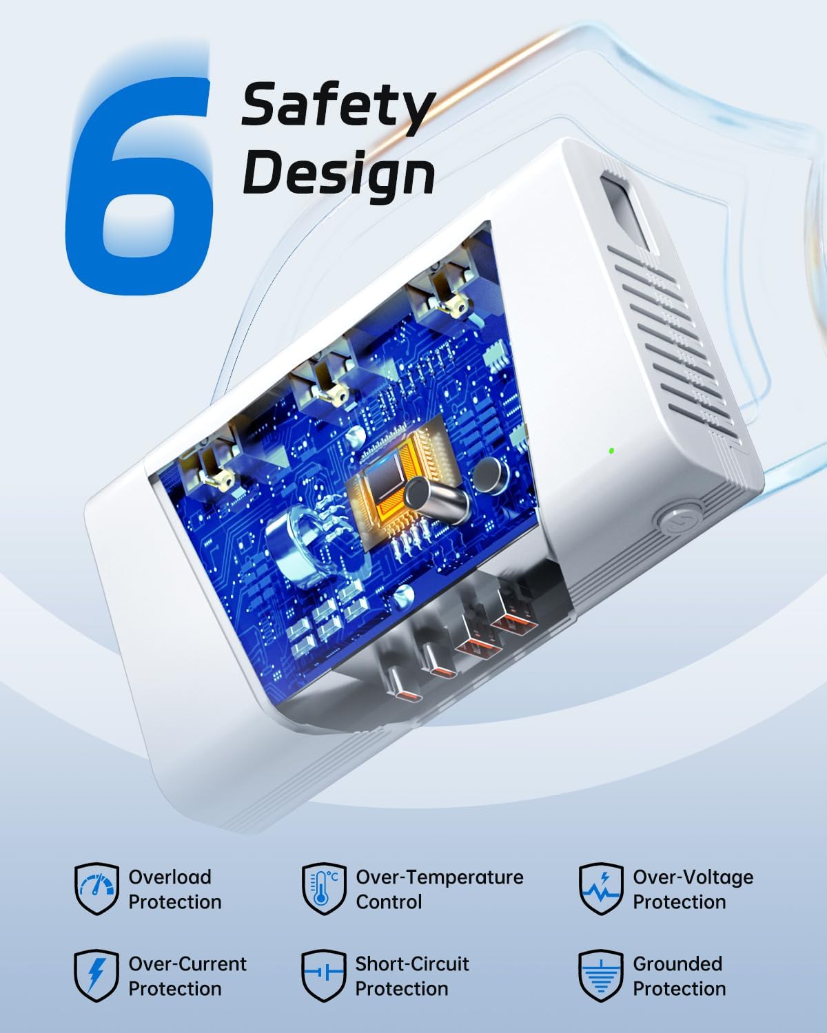 DOACE 220V to 110V Converter, 800W Voltage Converter US to Europe for Hair Straightener/Curler/Phone, Power Converter with 2 USB C & 2 USB A Ports, European Travel Plug Adapter UK, US, AU, EU, White
