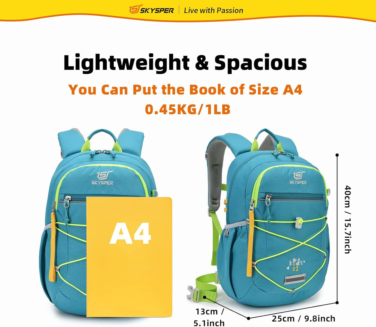 SKYSPER Kids Backpack 12L Children School Bag Child Boy Girl Pack Ages 4-8 for Traveling Day Trips Classes Camping(Gyan)