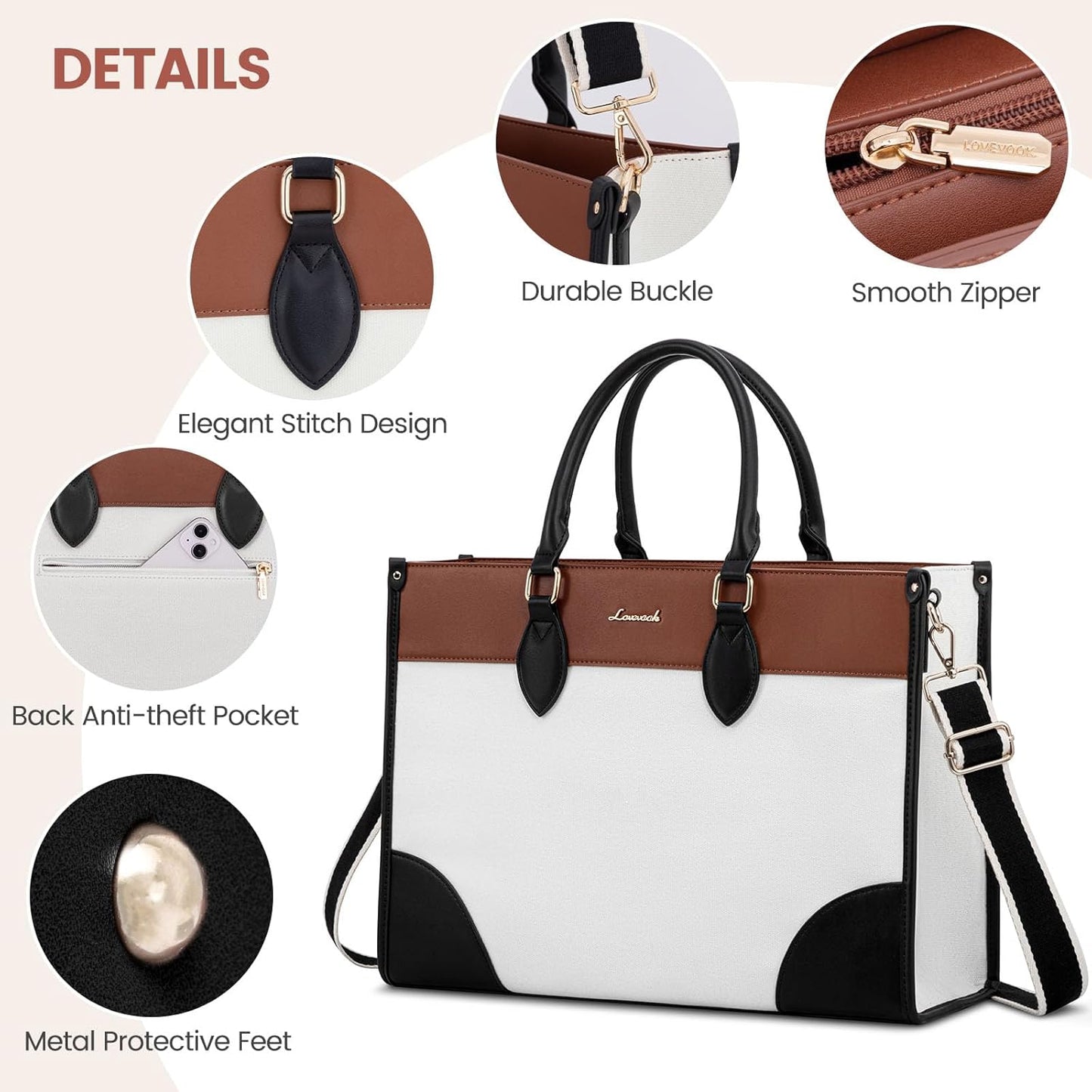 LOVEVOOK Laptop Bag for Women 17 lnch,Waterproof Laptops Tote Bags for Womens,Professional Work Bags for Women with Cup Holder,Large Laptop Purse Computer Briefcase Office Teacher Clutch Bag,2 PCS