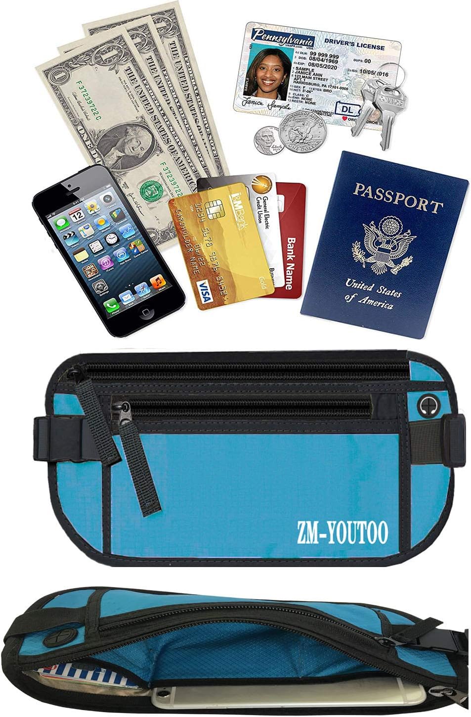 Money Belt for Travel - Hidden Travel Pouch Protect Your Credit and Money With RFID Blocking