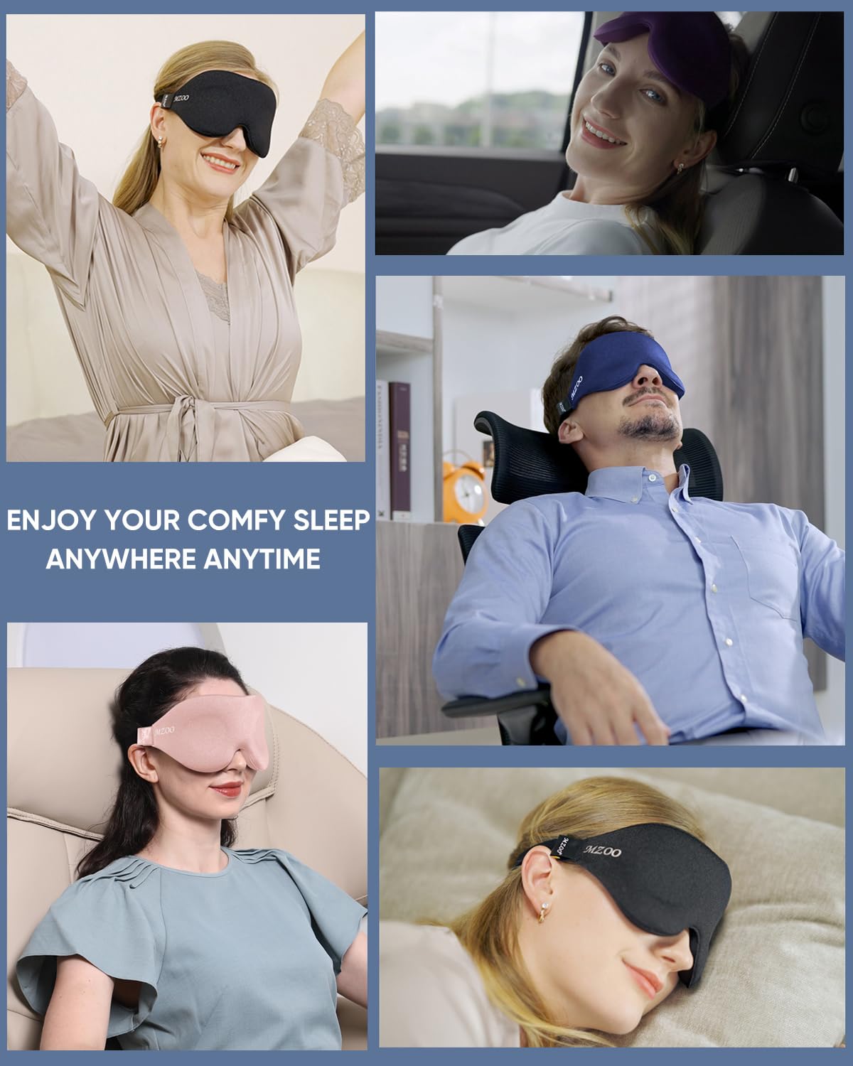 MZOO Luxury Sleep Mask for Women Men Patented Light Blocking Design