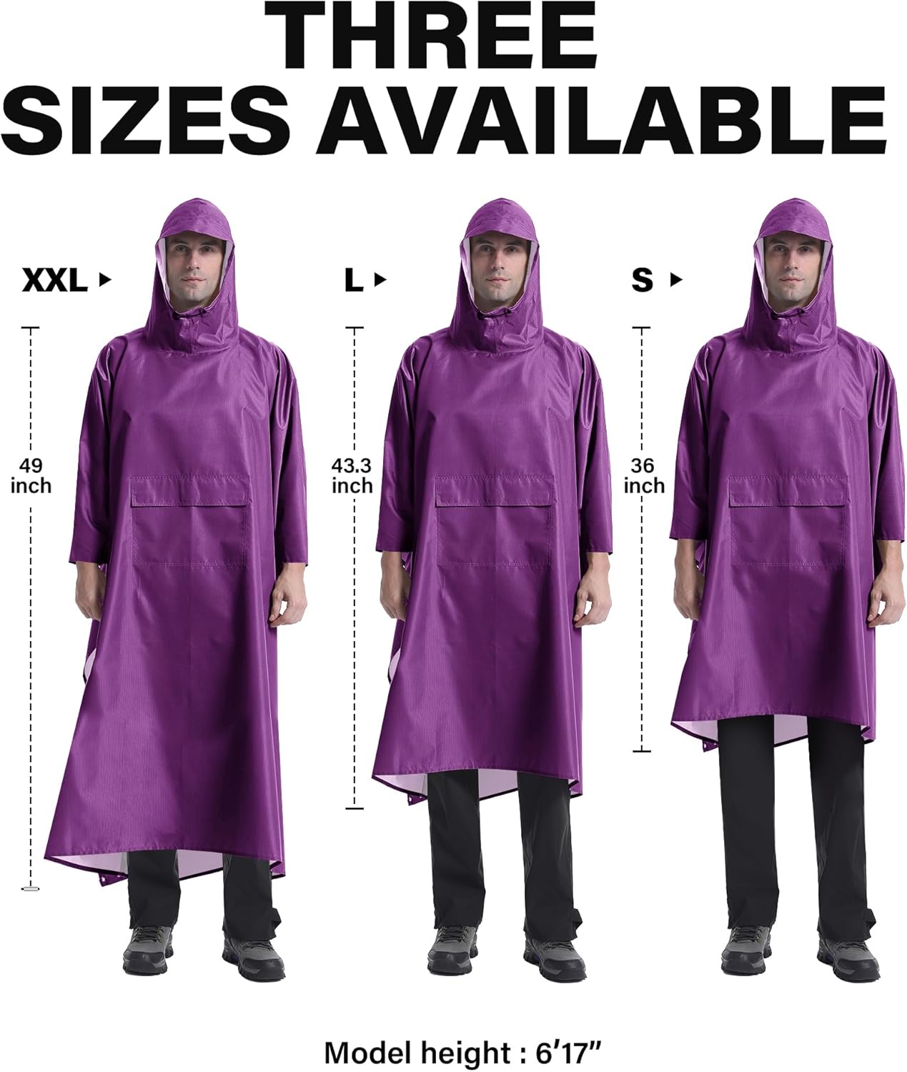 iCreek Hooded Rain Poncho Packable Unisex Raincoat Jacket with Pocket Waterproof Lightweight for Hiking, Camping, Outdoor