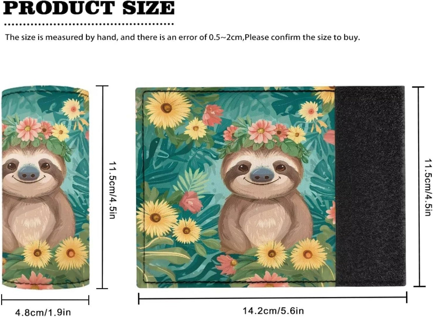 Sloth Luggage Identifiers for Suitcases 2 Pcs Flower Suitcase Protecton Sleeves Cover Portable Luggage Handle Wraps Neoprene Comfortable