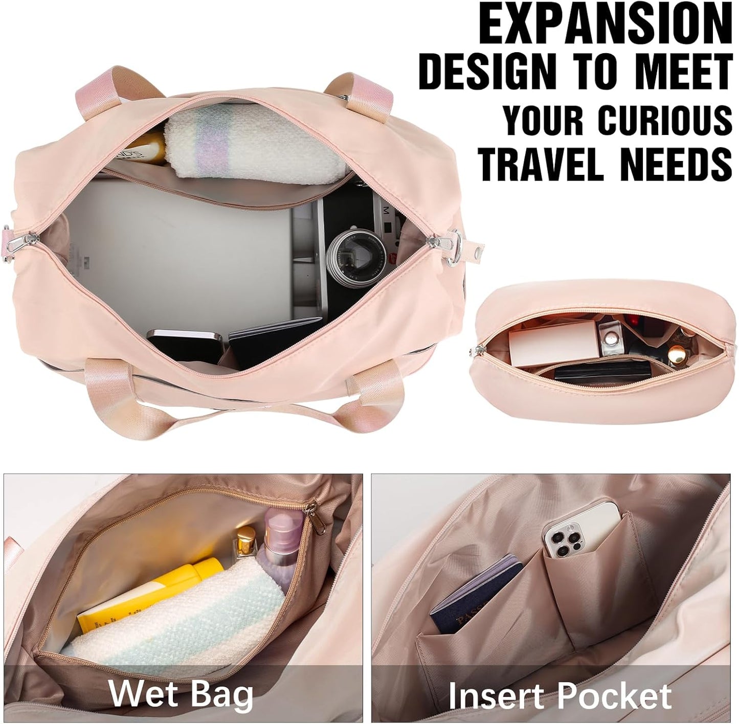 LONG VACATION Carry On Luggage Sets 3 Piece 20 Inch Suitcase Set, ABS+PC Hardshell Lightweight Travel Luggage with Spinner Wheels & YKK Zipper TSA Lock (PINK, 20 Inch)