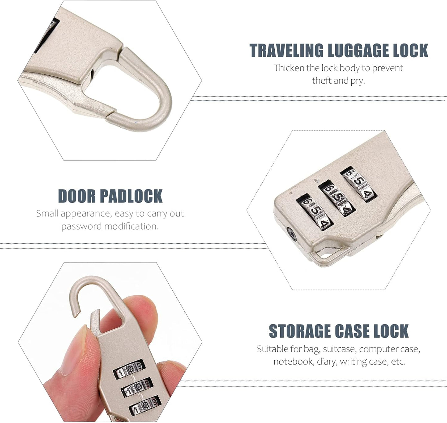 EXCEART 4 Digit Lock Mini Locks 6pcs 3 Digit Hanging Luggage s Mini Cipher for Backpack Drawers Suitcase Baggage er s Jewelry Box Password Pad
