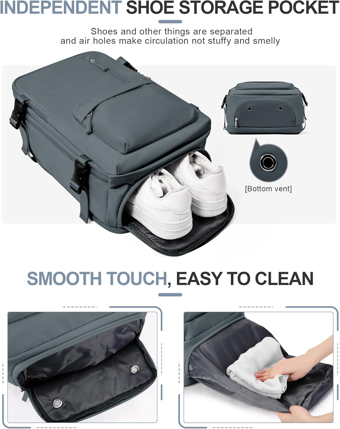 VGCUB Travel Backpack for Women Men for Spirit Airlines Personal Item Bag 18x14x8 Inches Laptop College Backpack,Waterproof Carry on Flight Approved Work Backpack Mochila de Viaje,Grey blue