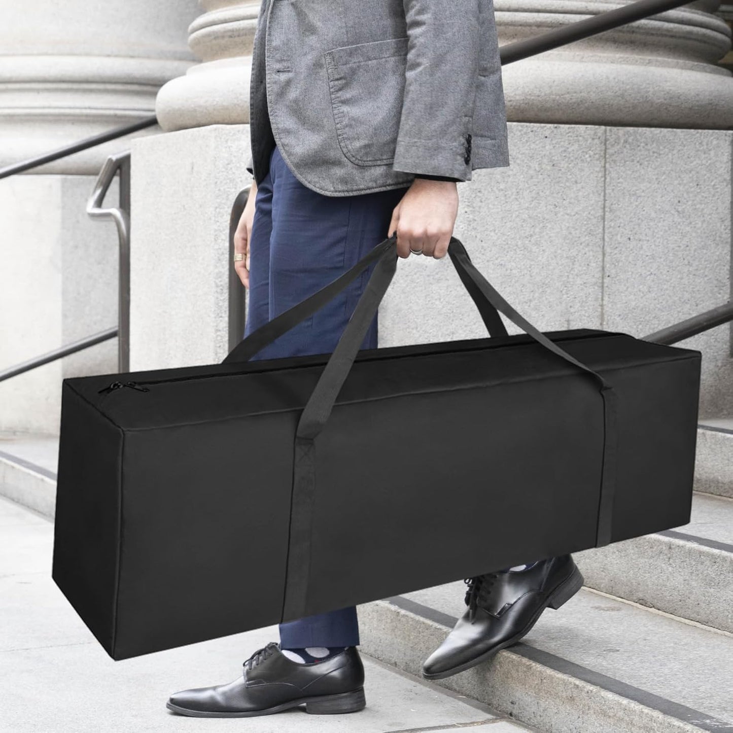 COOLBEBE 52" Sports Duffle Bag - 160L Extra Large Travel Duffel Luggage Bag with Upgrade 2-way Lockable Zippers, Sturdy & Water Resistant Long Duffle Bag for Camping Moving (Black 52inch 2Pack)