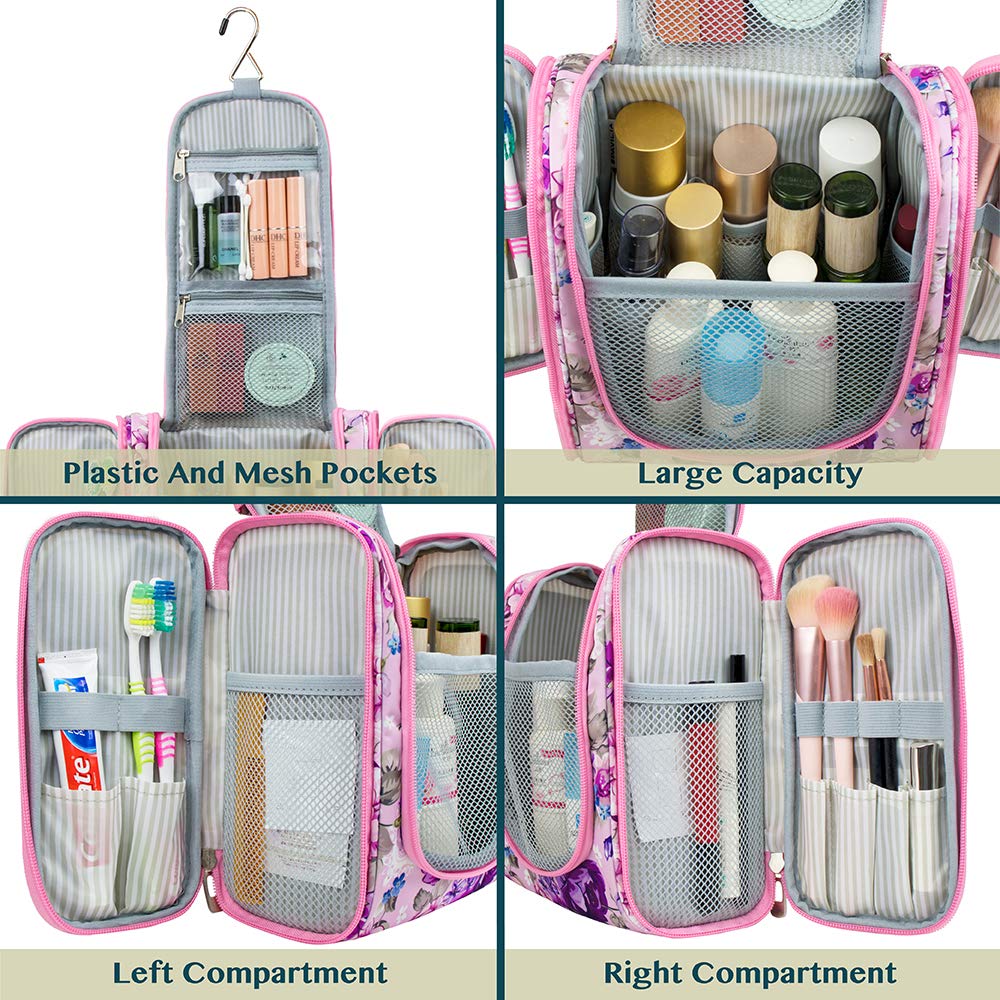 PAVILIA Toiletry Bag Travel Bag for Women Men, Hanging Cosmetic Organizer, Water Resistant Makeup