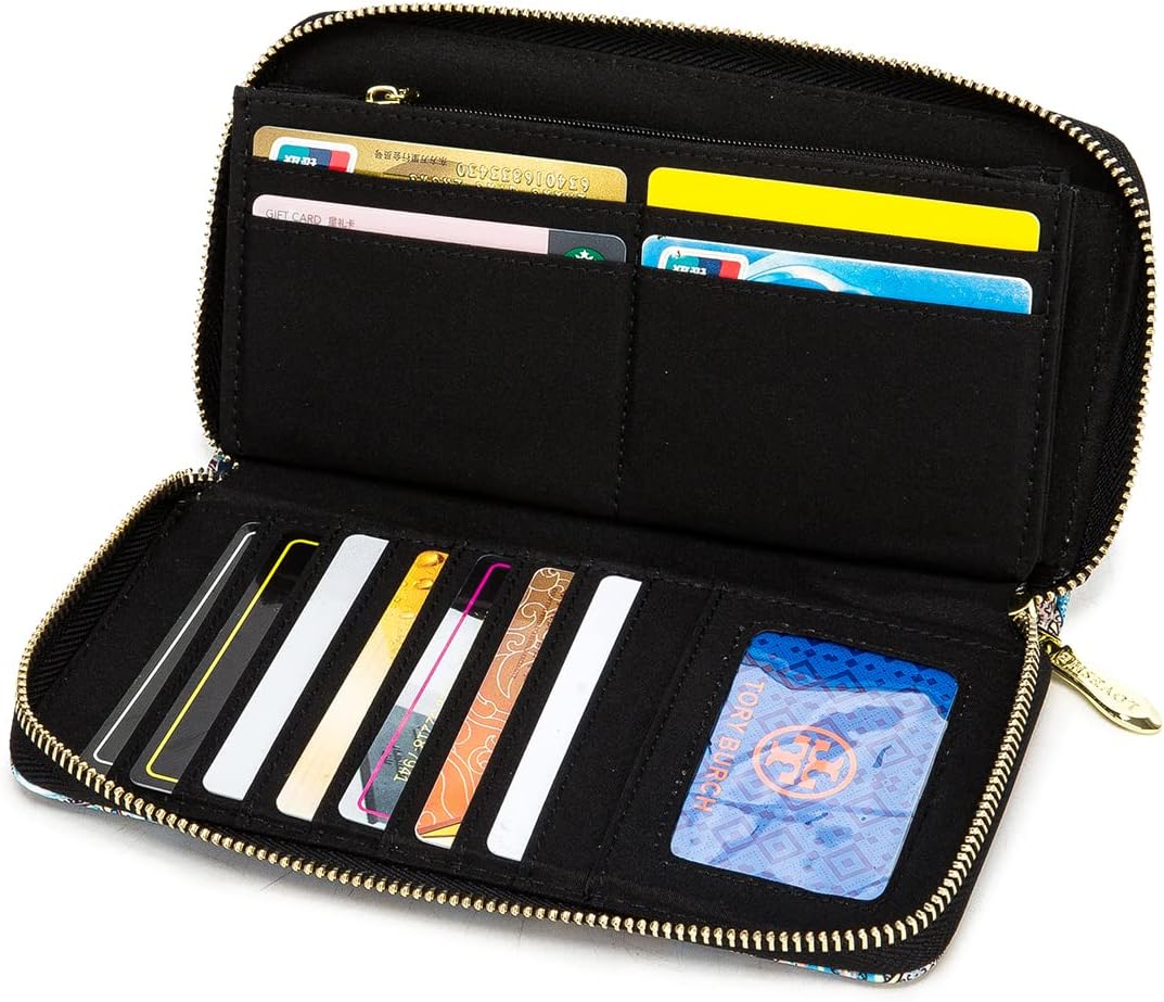 Women Wallet Card RFID For Womens Holder Blocking Credit Small Zipper Purse Pocket Bifold Slim Coin ID Ladies Wristlet Clutch Large Capacity Window Case Travel Zip Women's