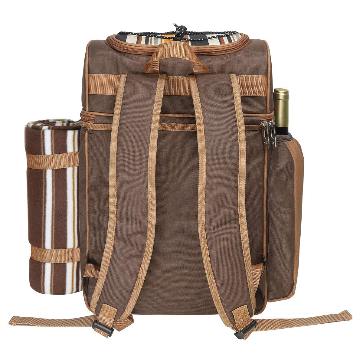 Hap Tim Picnic Basket Backpack for 2 Person with 2 Insulated Cooler Compartment, Wine Holder