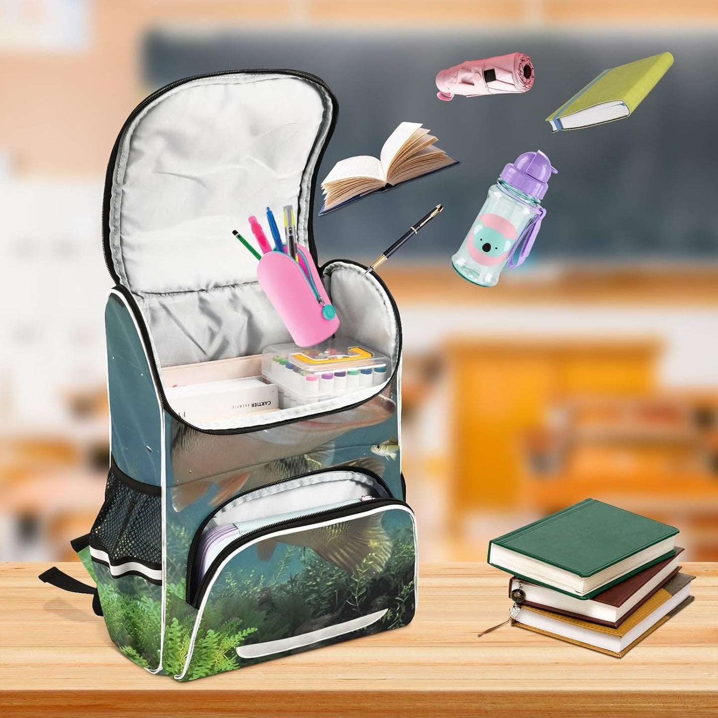 Fishing Fish Cute Backpack For Girls Kids Backpack Boys Teen School Bag Bookbag Travel Daypacks