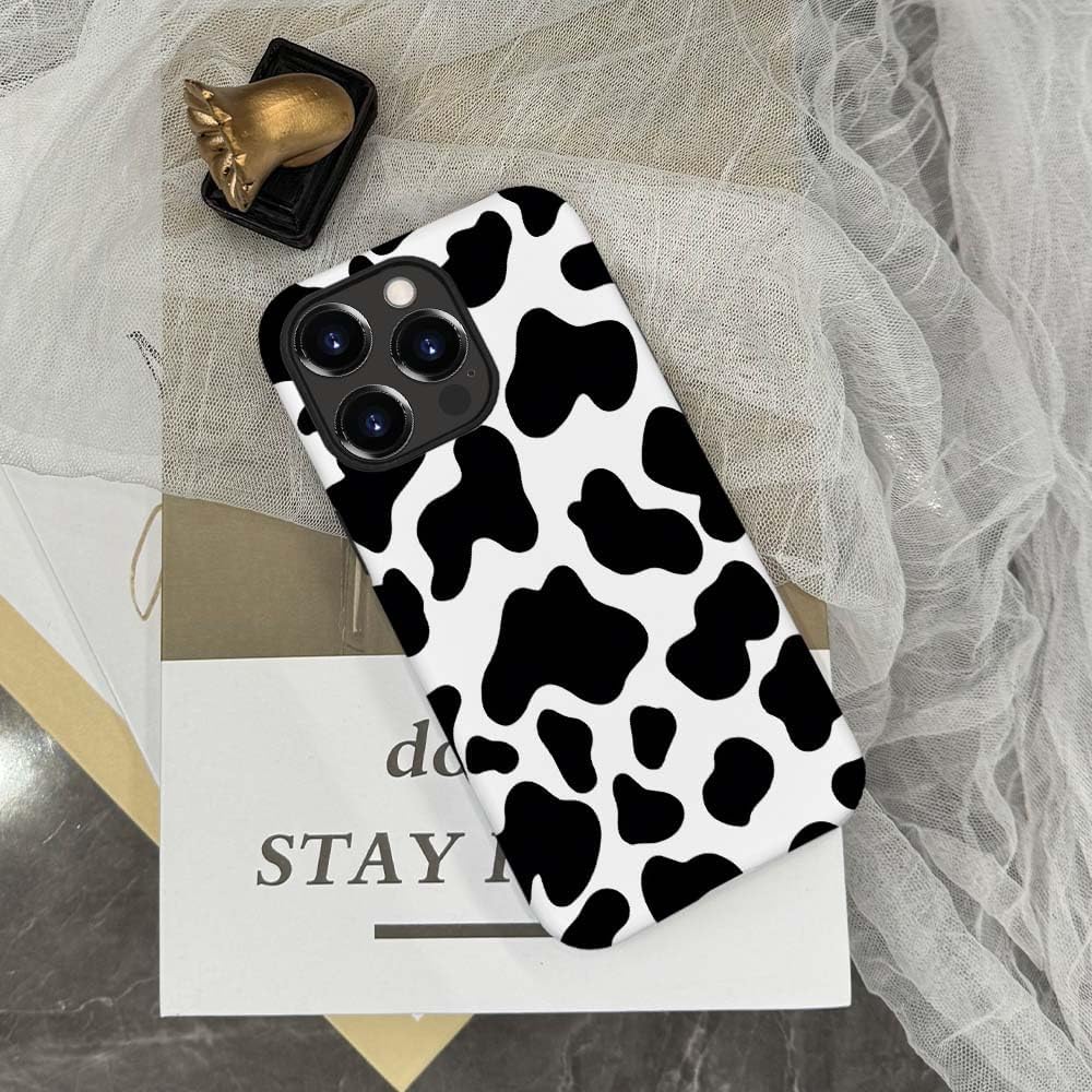 SEized Case Compatible with for iPhone 12 Pro,Black White Cow Pattern Phone Case for Girl Women Boy Men,Durable Protection Case for iPhone 12 Pro