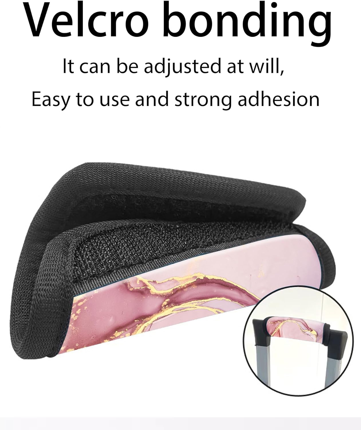 2 Pack Luggage Handle Wrap Travel Tags - Set of Luggage Tags for Suitcases, Identifiers, Marker, and Handle Covers - Cruise Accessories and Travel Gifts(Marble Pretty Pink)