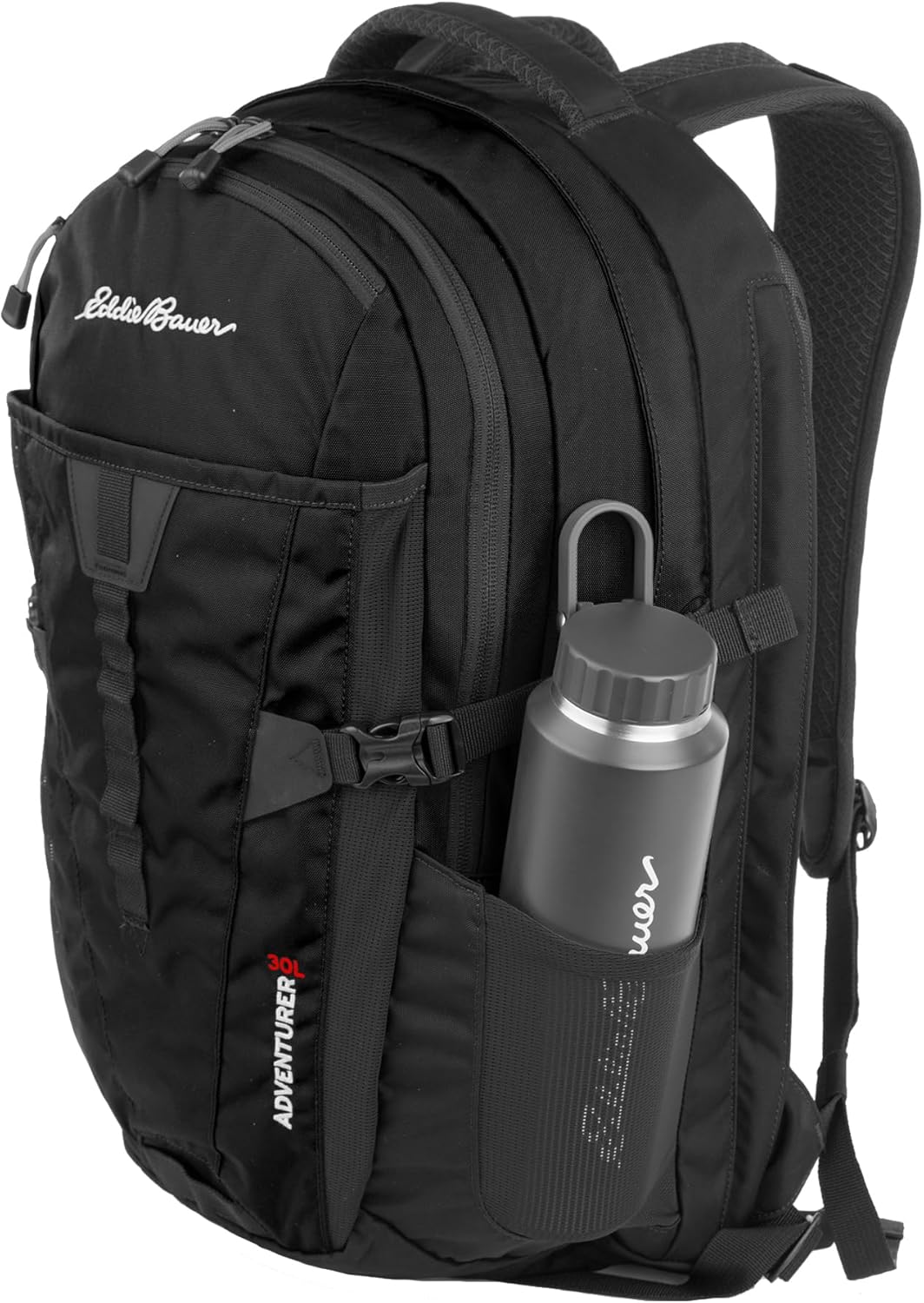 Eddie Bauer Adventurer Backpack with Organization Compartments and Hydration/Laptop Compatible Sleeve, Adventurer - Black, 30L