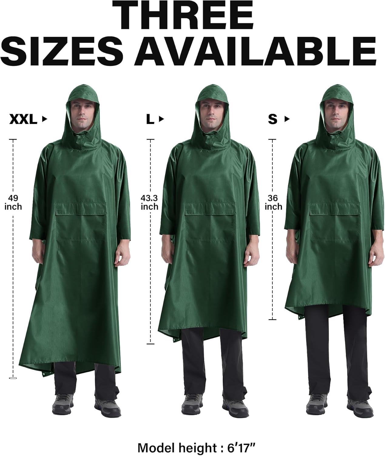 iCreek Hooded Rain Poncho Packable Unisex Raincoat Jacket with Pocket Waterproof Lightweight for Hiking, Camping, Outdoor
