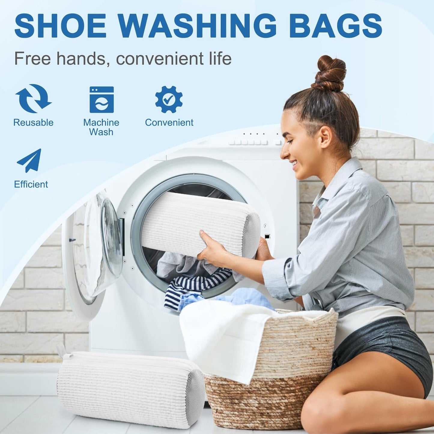 Shoe Washing Machine Bag,Shoe Laundry Bags for Sneakers, Reusable Shoe Cleaning Bag for All Shoe