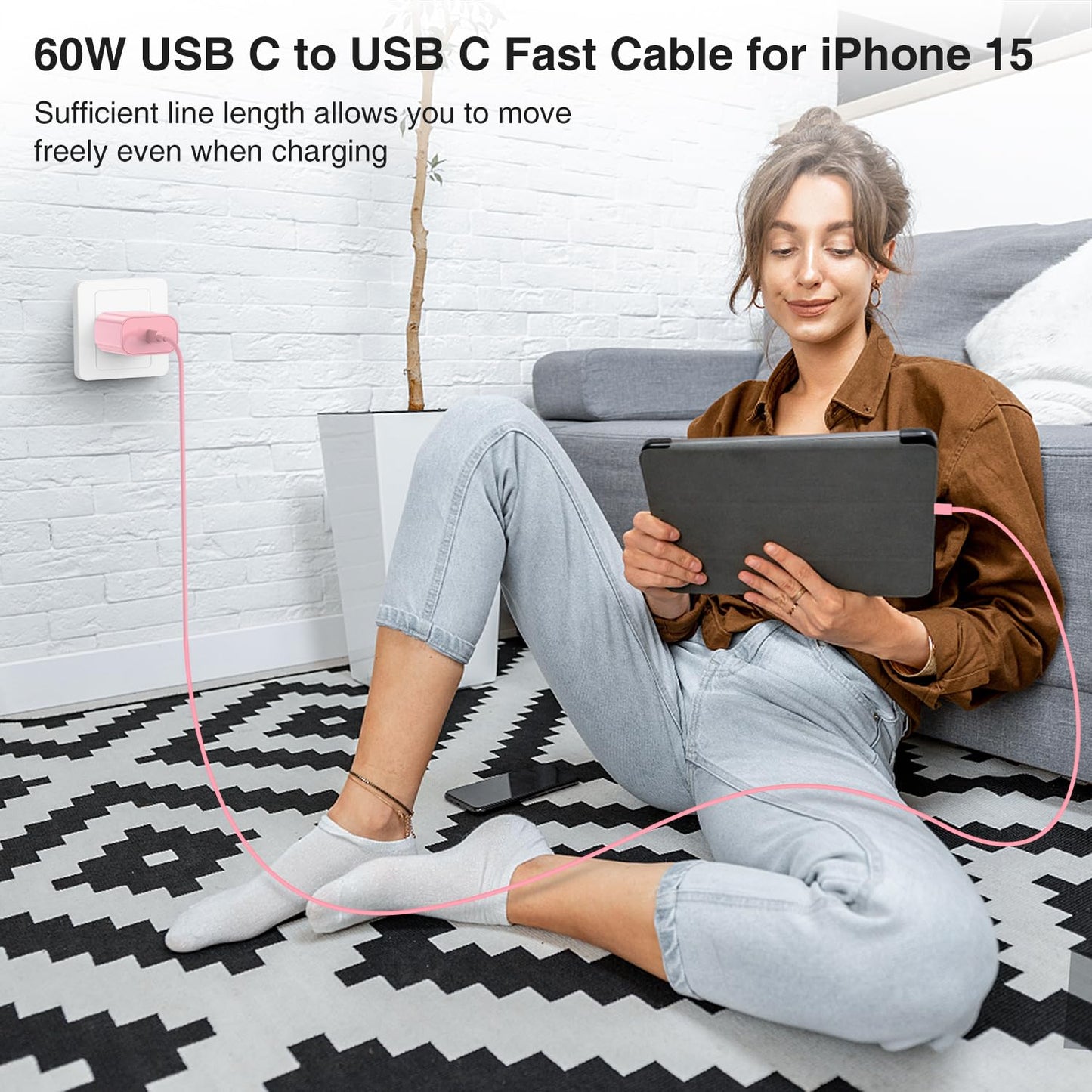 iPhone 17 16 15 Charger Block and 10ft Type C to C Cable Cord Long, 20W USB C Fast Charging Plug for Apple iPhone 17 Pro Max/17 Air/16 Pro Max/16 Plus/15 Pro/15/AirPods/iPad/Mini Wall Cube Brick Box