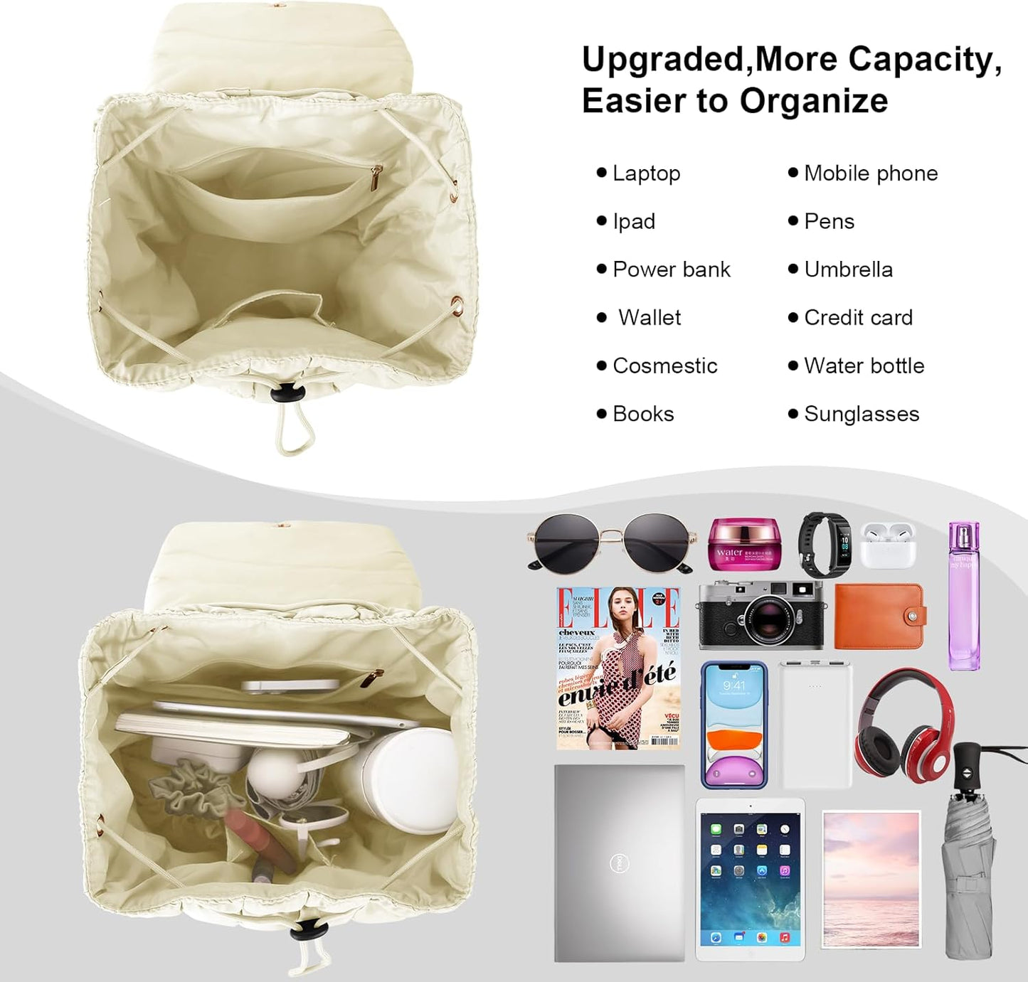 XSUIOY Quilted Backpack Purse for Women Small Lightweight Puffer Puffy College Laptop Backpack