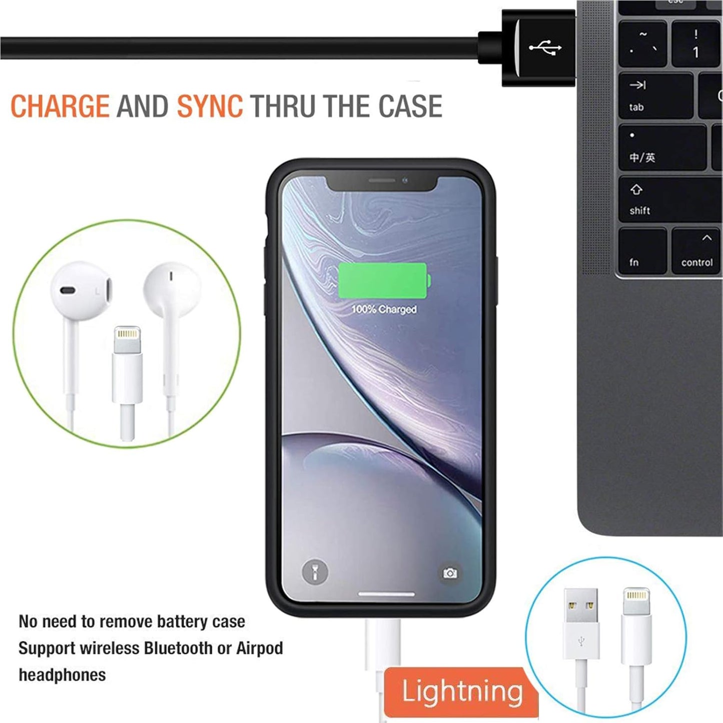 Battery Case for iPhone XR, 7000mAh Slim Portable Protective Charging case Compatible with iPhone XR (6.1 inch) Rechargeable Battery Pack Charger Case (Black)