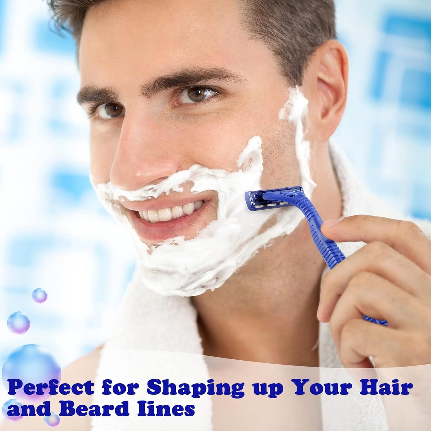 200 Pieces Disposable Razor Bulk for Men Individually Wrapped Twin Blades Shaving Razor for Shaving Safety Hotel Guest House Travel Home Use Portable, Blue