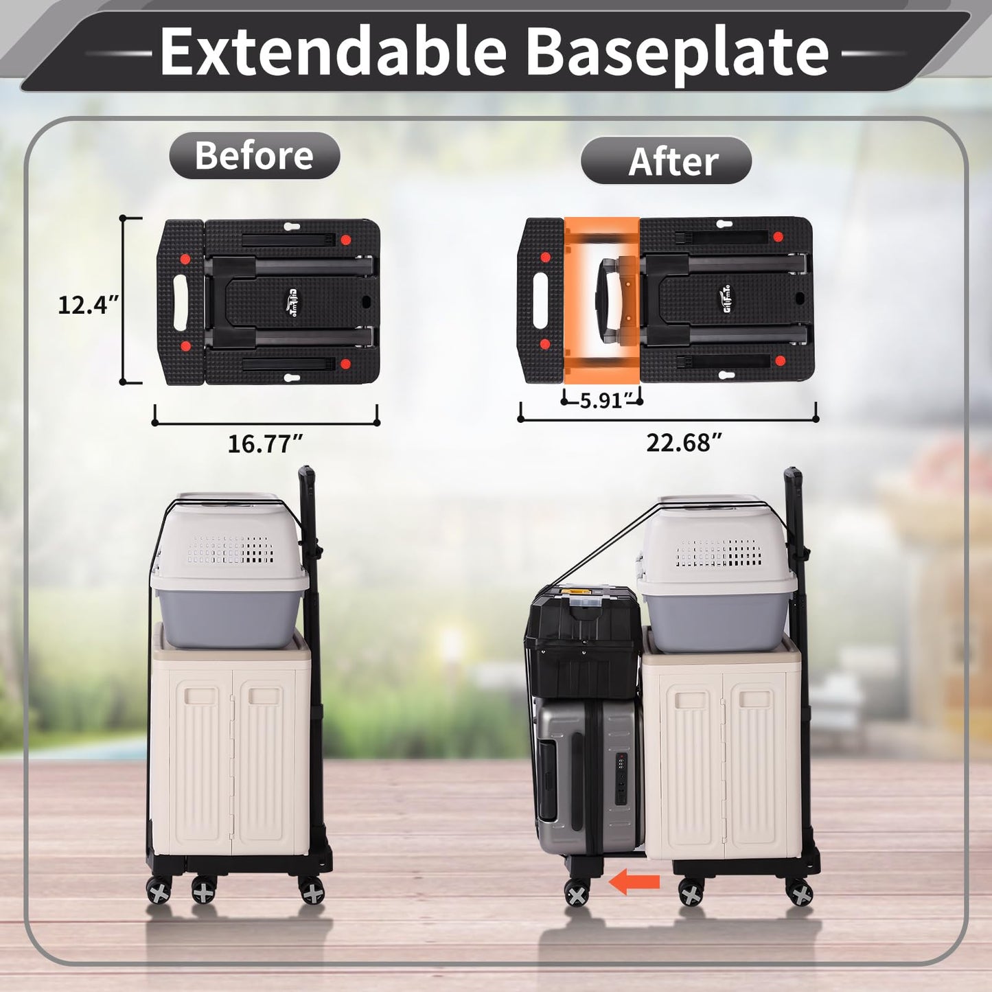 GtIiFmTe Foldable Hand Truck, Lightweight Luggage Cart for Airport Car Seat