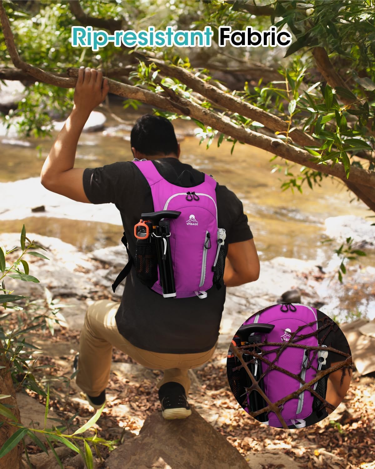 Small Hiking Backpack with Front Phone Holder, Packable Back pack with Chest and Waist Strap, Lightweight Daypack for Women Men