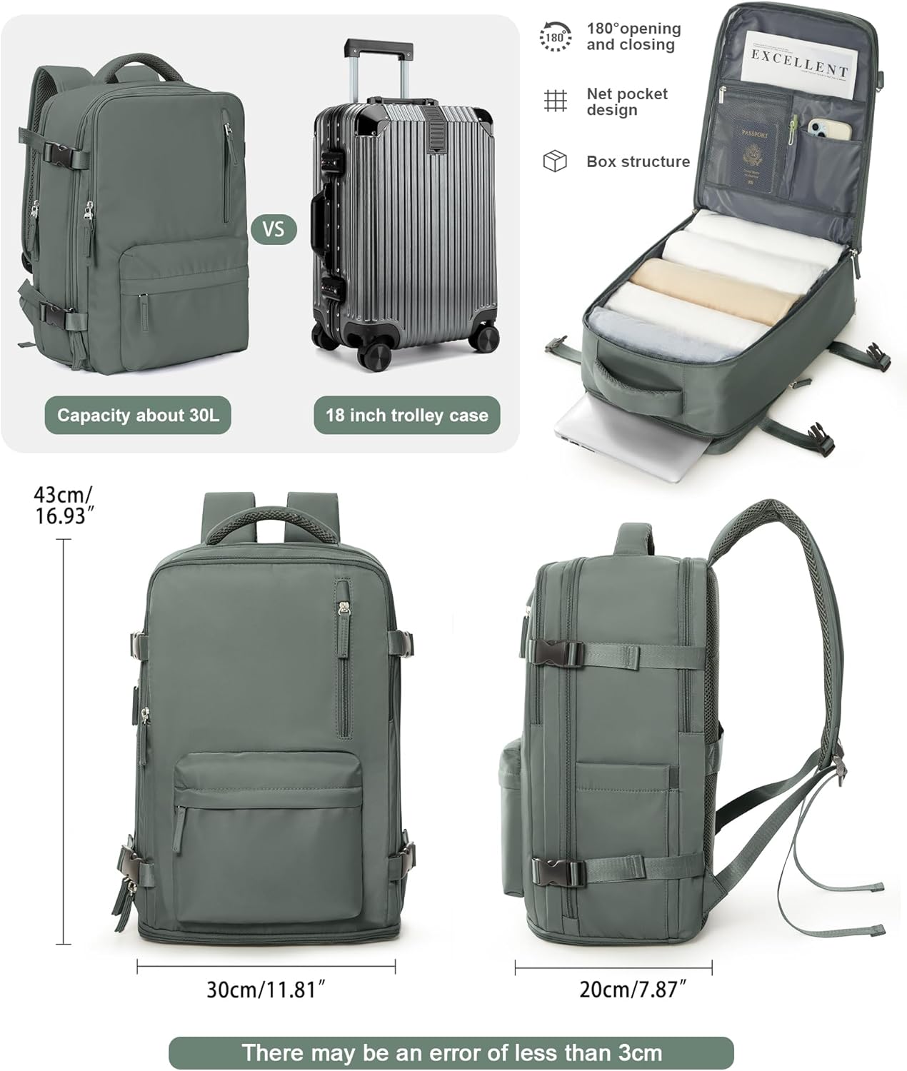 VGCUB Carry on Travel Backpack for Women Men Large Laptop Gym Work Frontier Airlines Personal Item