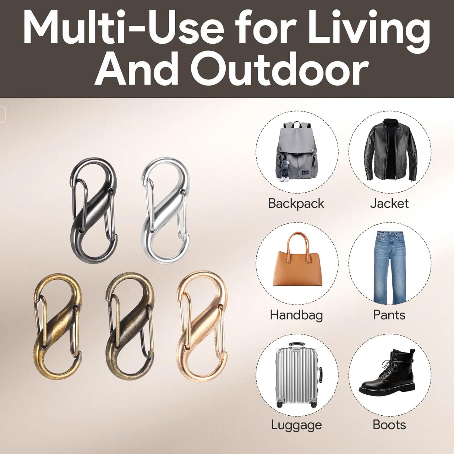 30PCS Zipper Clips Anti Theft, S Mini Carabiner Zipper Lock Set with Dual Opening Locks, Durable S Carabiner Clip Quick Disconnect for Backpacks Purses Luggage Travel Bags Camping Suitcases, Multi