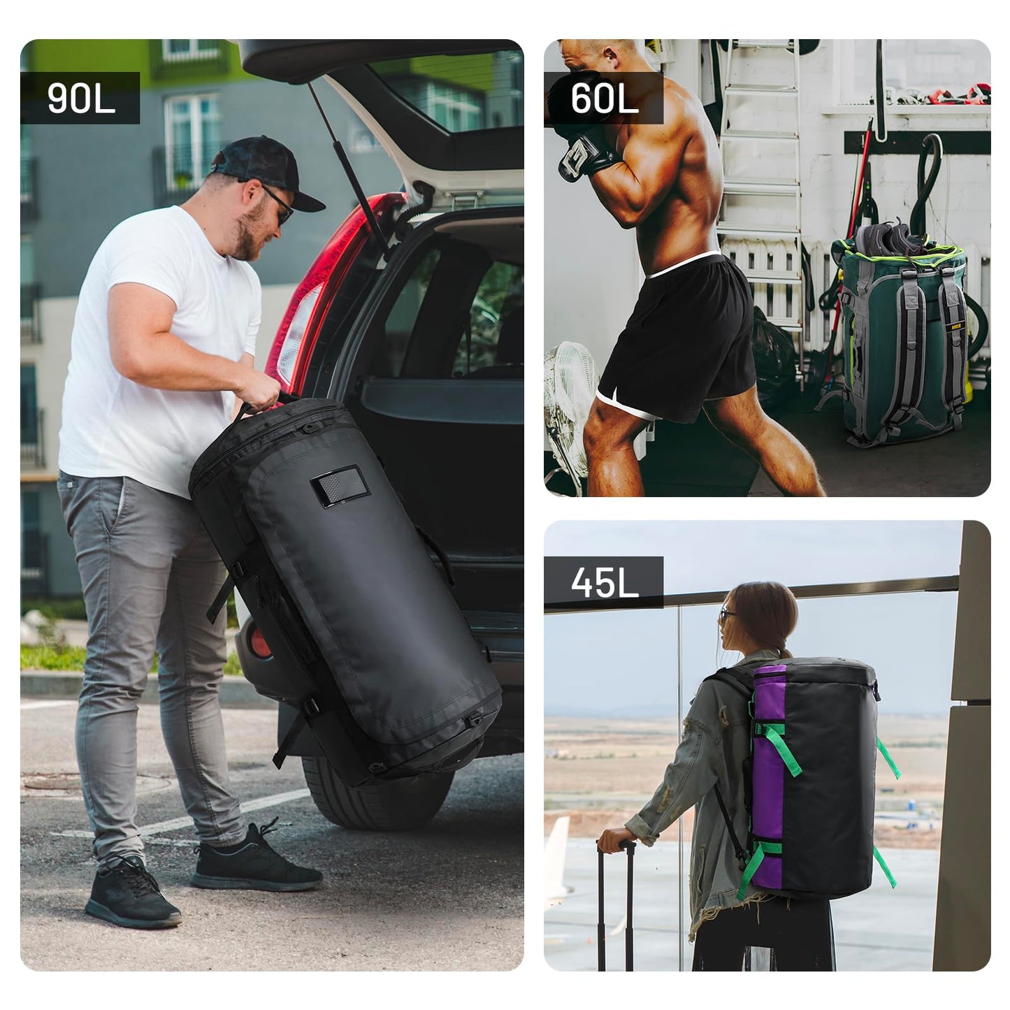 MIER Large Duffle Bag Backpack for Travel Camping Gym Sports, 45L/60L/90L