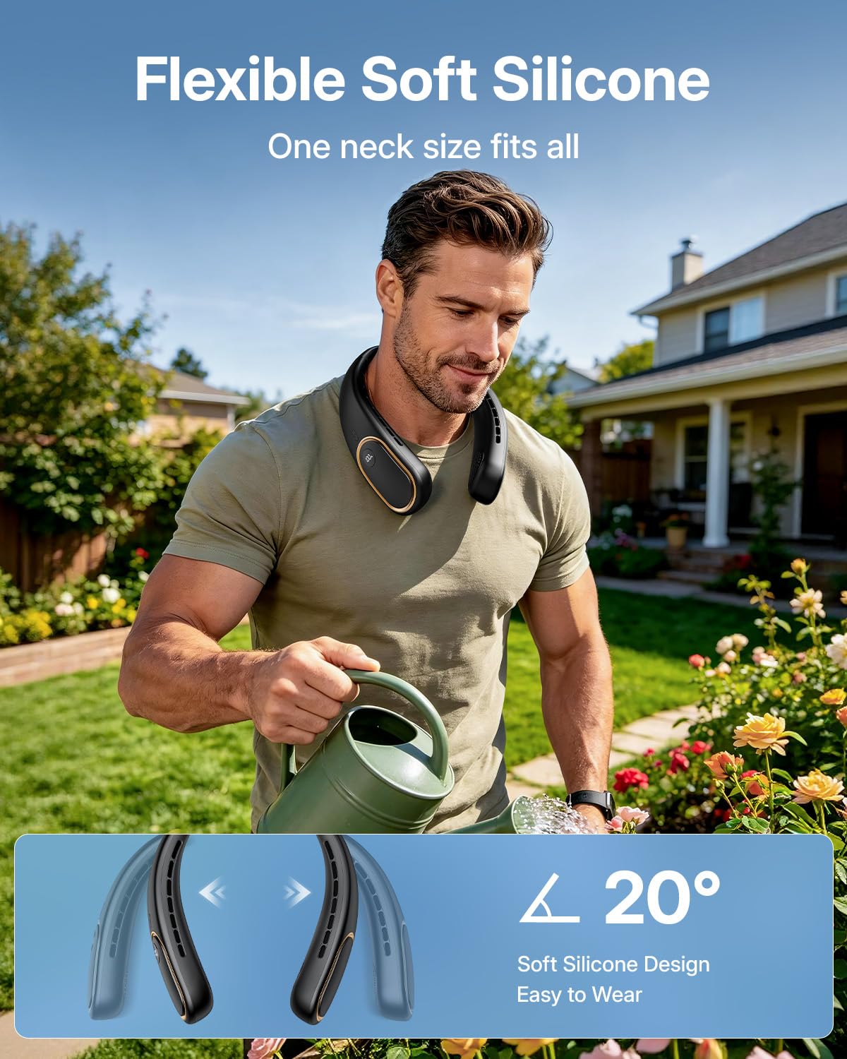 SHEWIND Portable Neck Fan - 5000mAh Rechargeable Hands-Free Wearable Fan | 4 Speeds, Bladeless &
