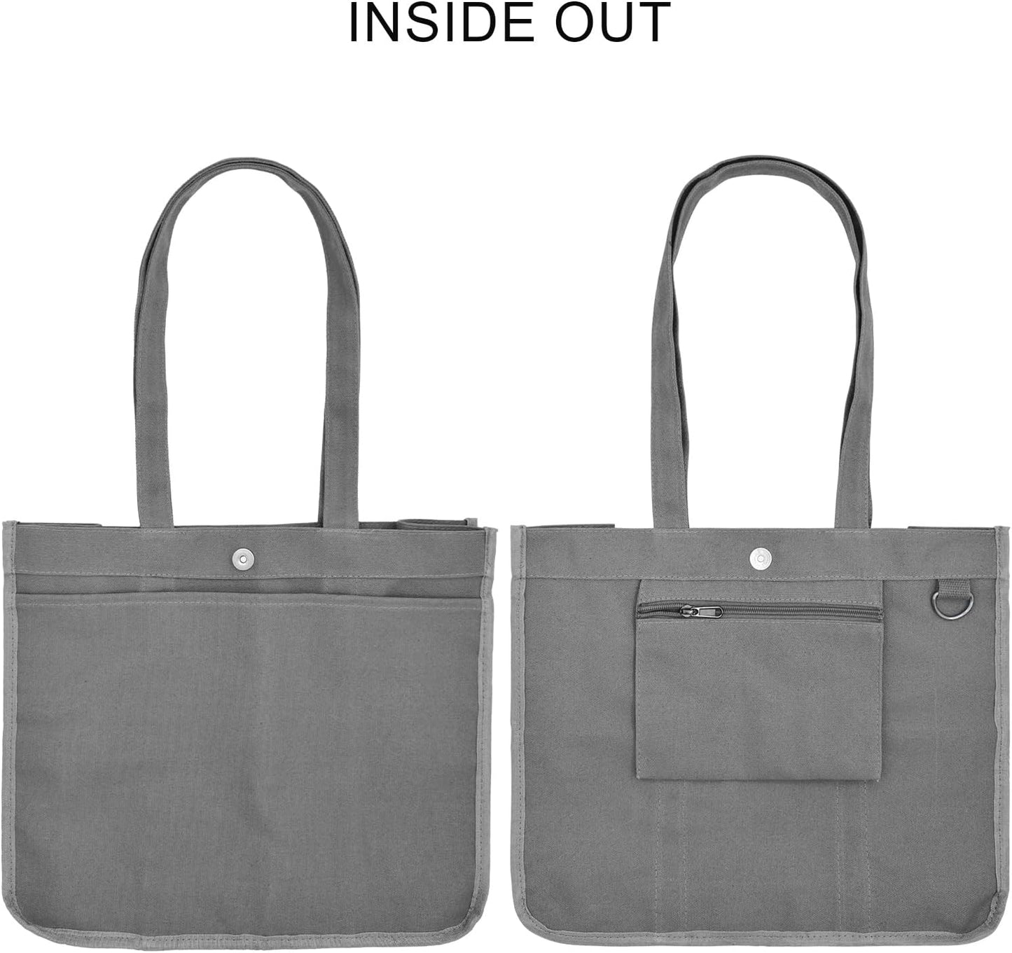TeeYee Women's 20L Canvas Tote Bag Reusable Multi-Pocket Organizer for Travel Work Gym Shopping Large Shoulder Bag