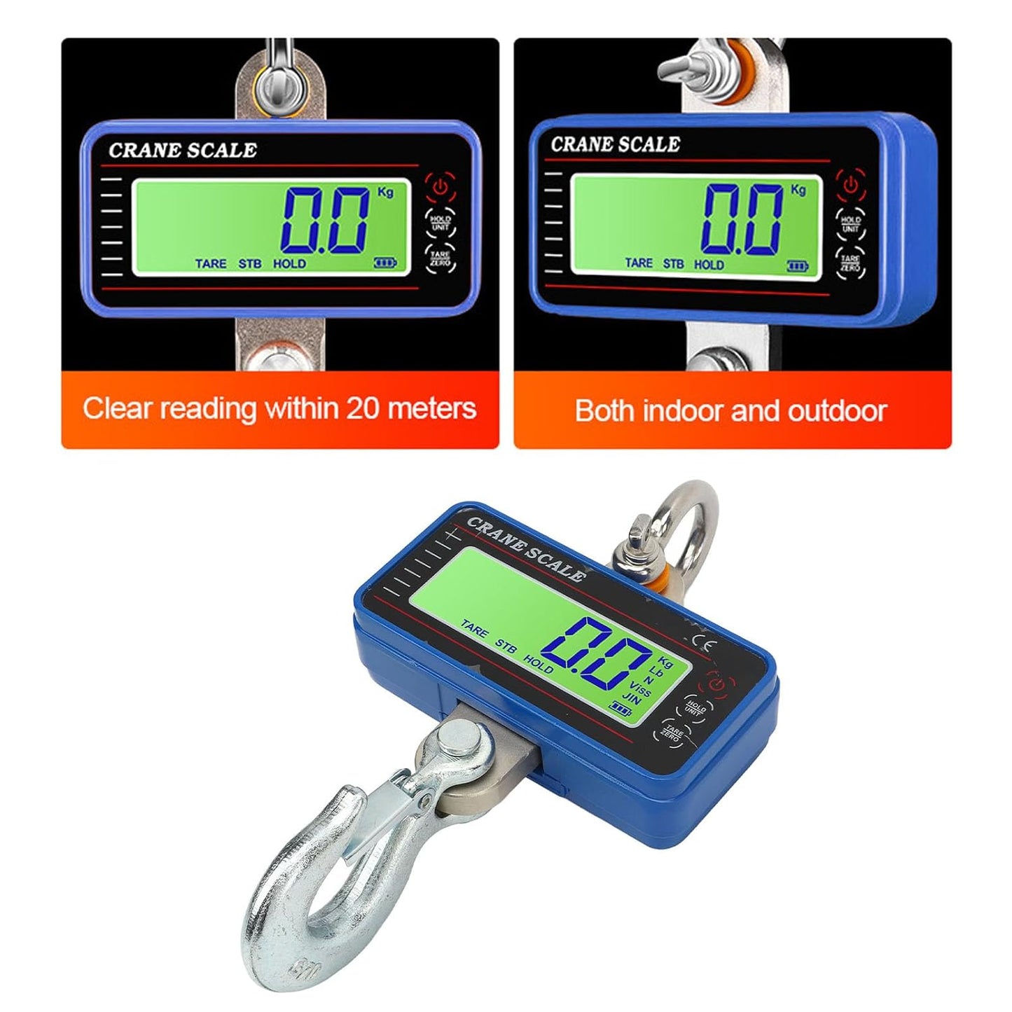 Digital Hanging Scale 500KG Weighing Tool Remote Control for Warehouse Luggage