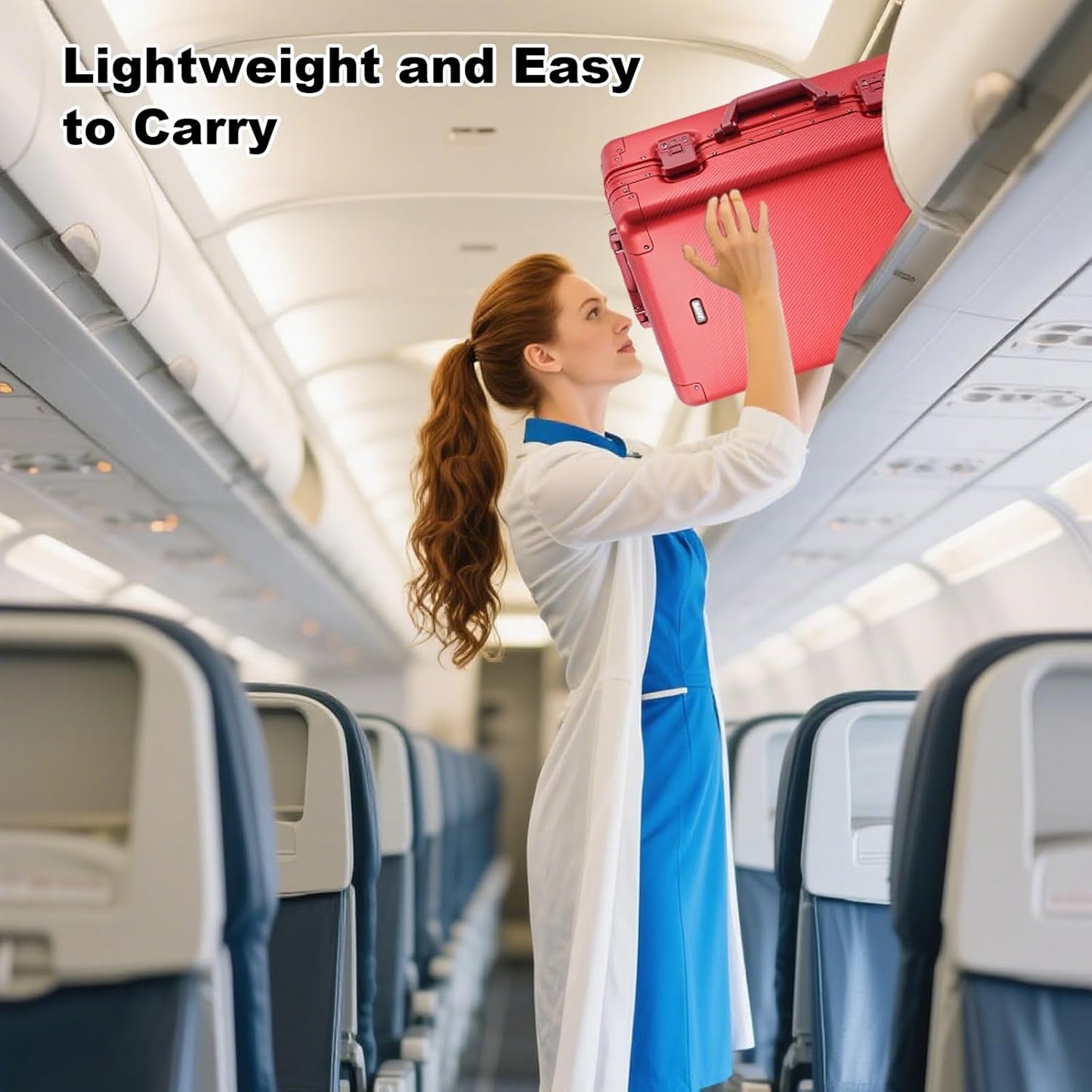 Tmore Aluminum Frame Luggage with No Need to Check in, Hardside Suitcase with Spinner Wheels, Metal Travel Luggage with Double Tsa Locks, 20 Inch, Red Small
