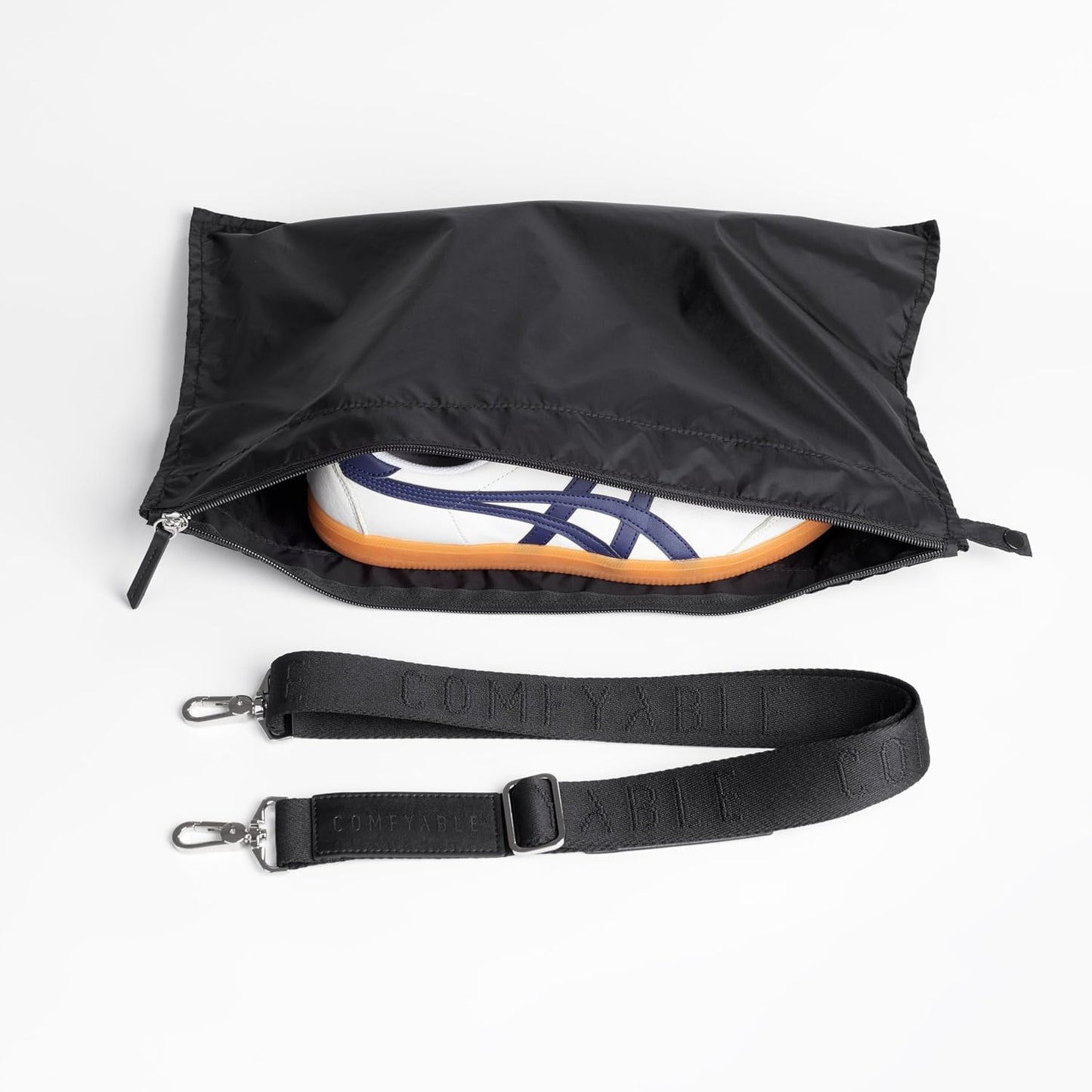 Comfyable Nylon Duffle Bag for Travel, Gym, Weekender Luggage Puffer Bag with Removable Shoe Compartment, Carrying Overnight Bag with Laptop Compartment For Women Men, Water-Repellent, Black