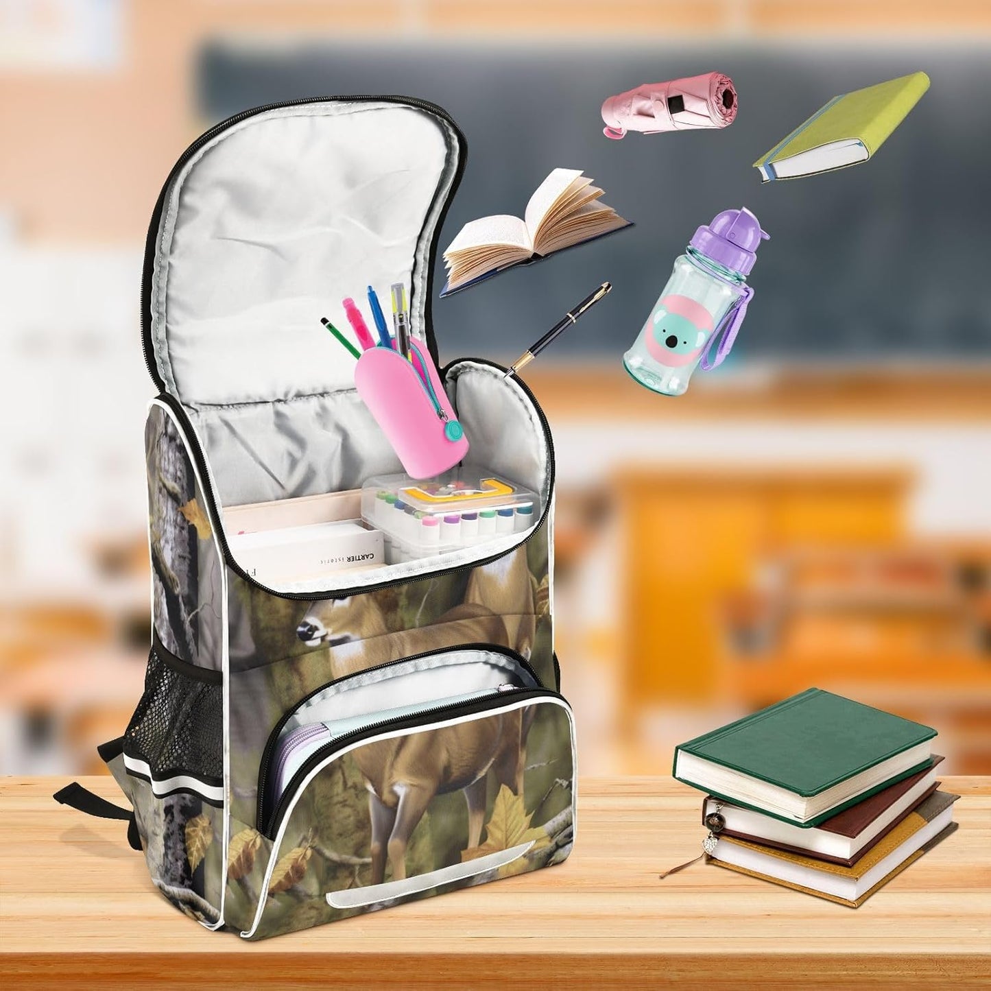 Camo Deer Hunt Cute Backpack For Girls Kids Backpack Boys Teen School Bag Bookbag Travel Daypacks