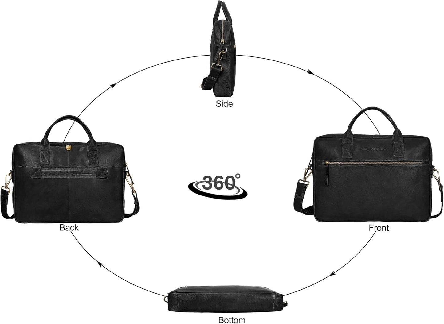 ANTONIO VALERIA Andy Washed Leather Laptop Messenger Bag for Men