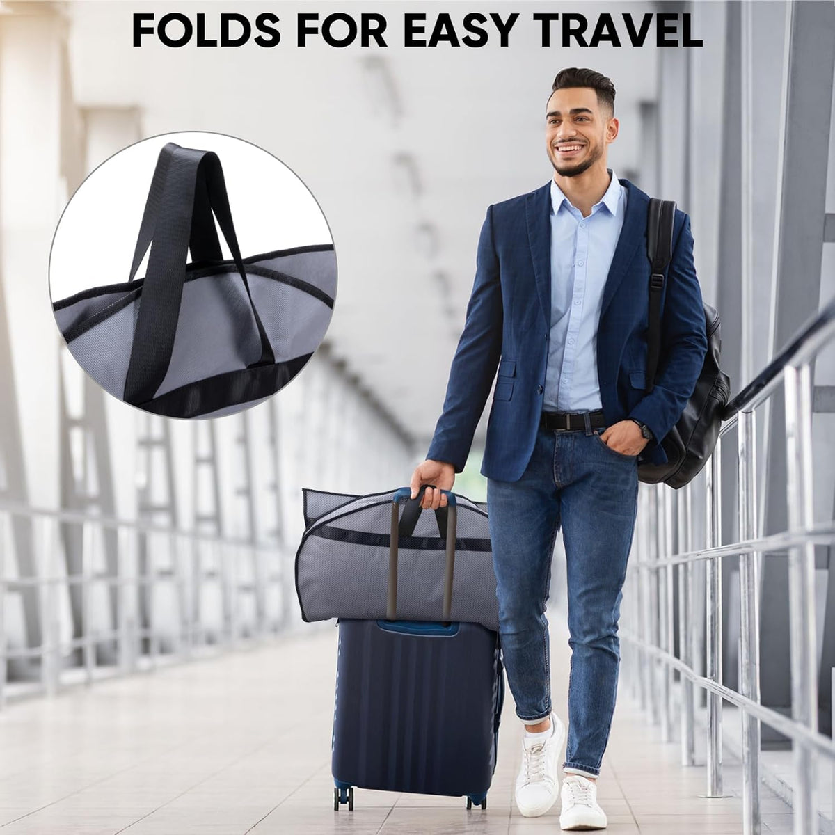 BALEINE 5PK Heavy Duty Garment Bag with Shoe Storage Travel Bag for Dresses, Suit, Coats Travel