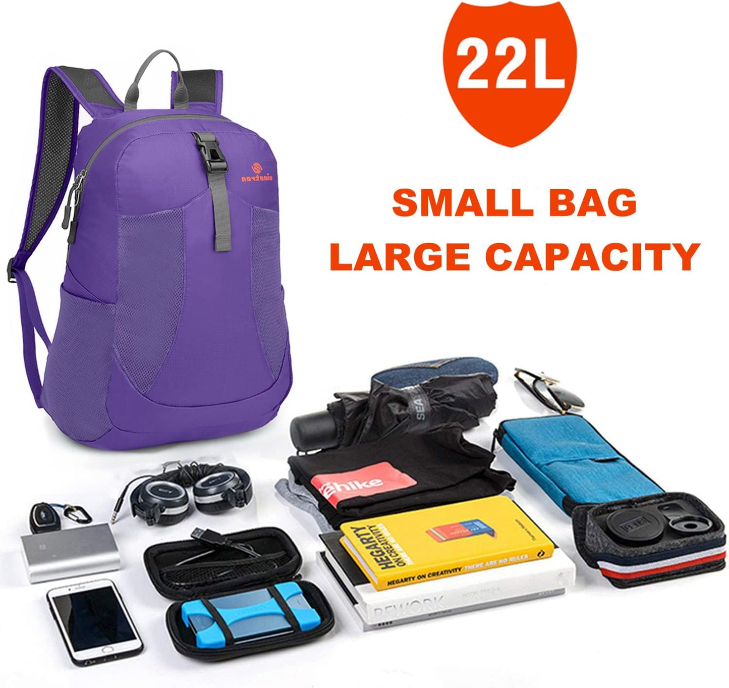 sinotron 22L Lightweight Packable Hiking Backpack, Small Hiking Backpack Day Pack for Women Men Travel Camping Vacation