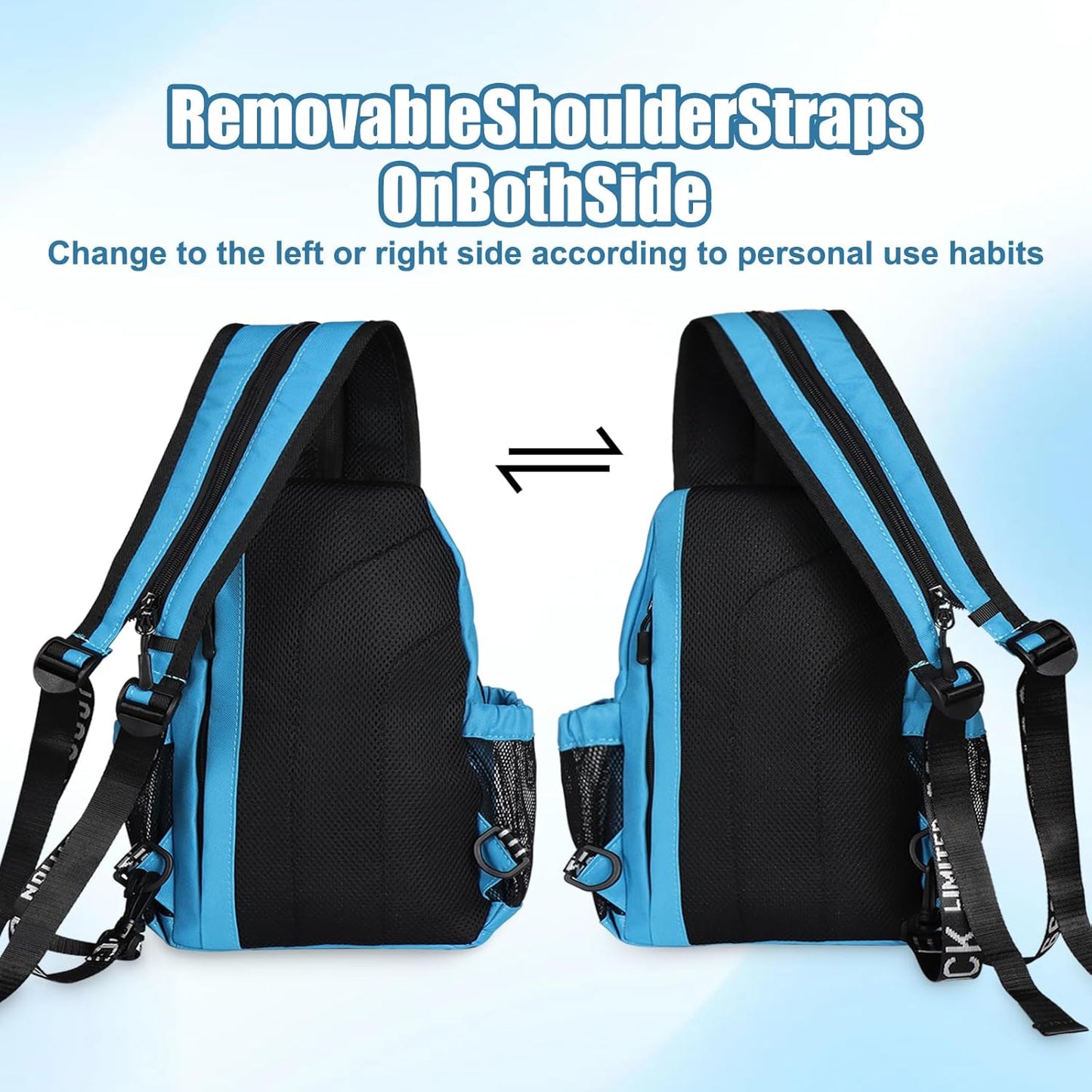 Sling Bag for Women Man, Convertible Sling Backpack with Convertible Shoulder Strap Casual Backpack Daypack for Travel, Hiking and Daily Commute, (Blue, Large)