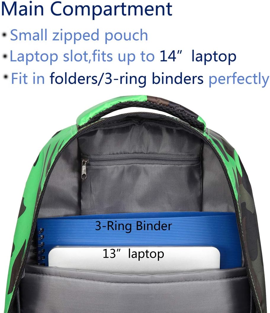 BLUEFAIRY Kids Backpacks for Boys Girls Elementary Primary Middle School Bookbags Back to School Bags for Childs Age 6-8 Mochilas Escolares para Niños Niñas 17 Inch Black/Green