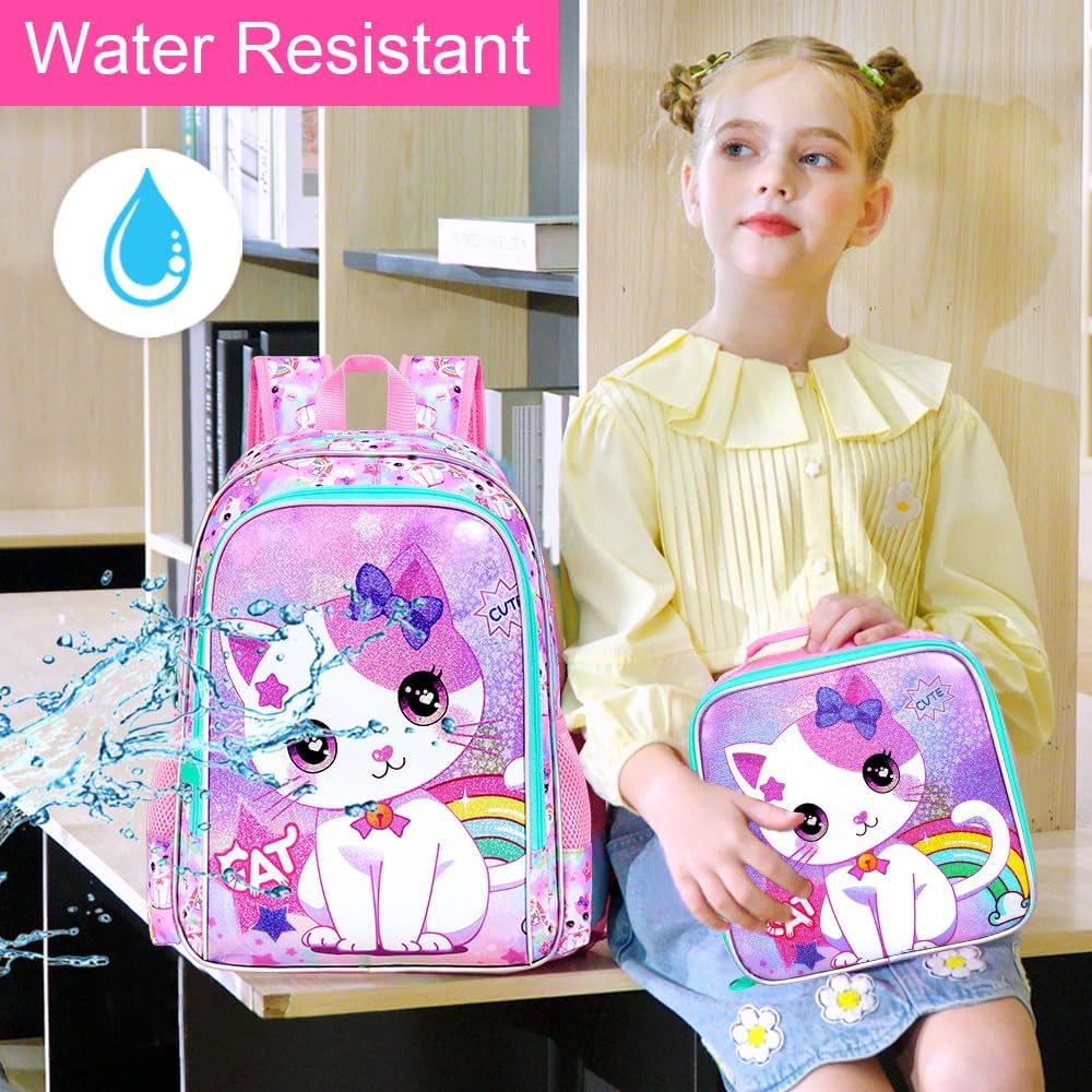 3PCS Kids Backpacks for Girls, 16" Little Kid Preschool School Bookbag and Lunch Box - Unicorn/Mermaid/Flamingo