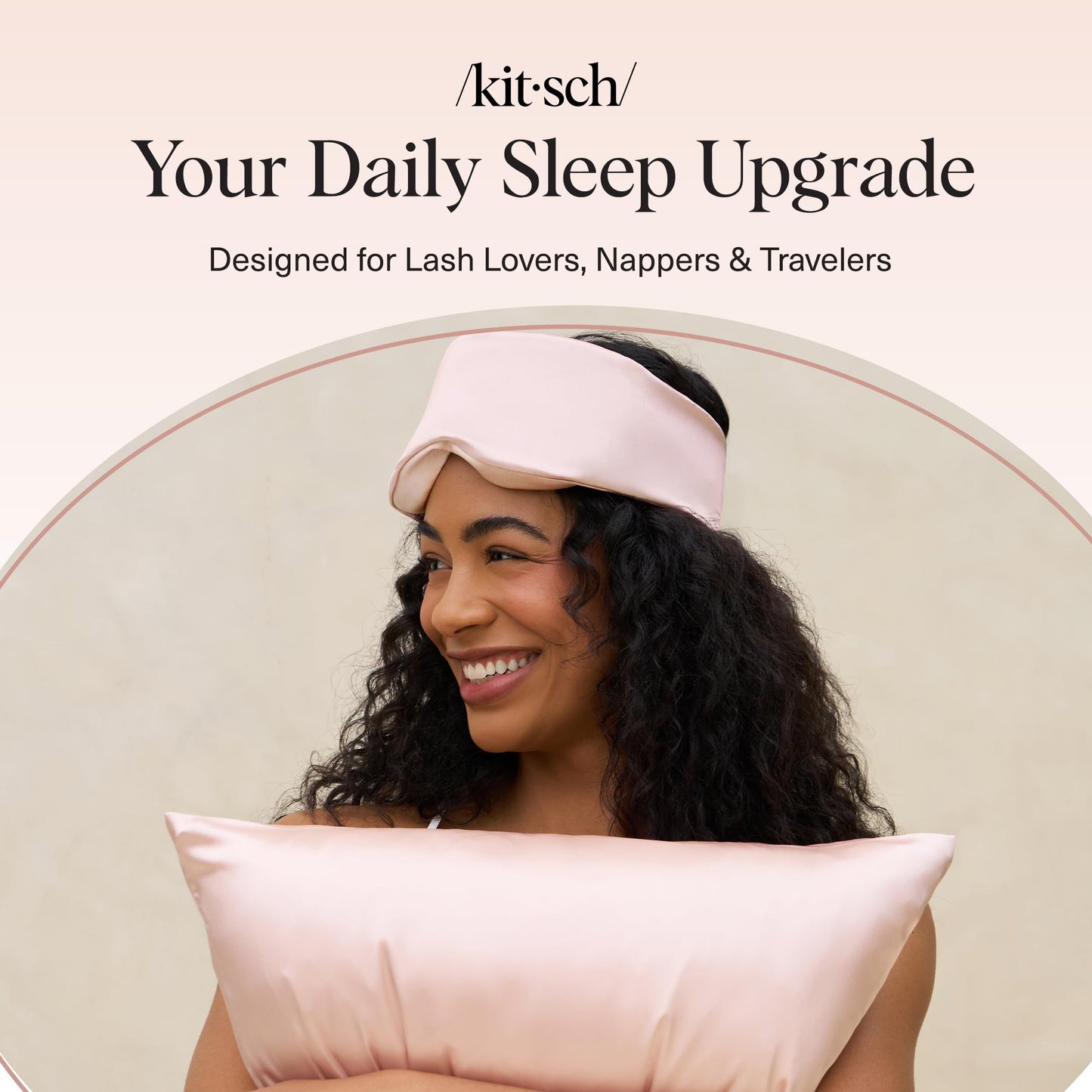 Kitsch Contour Satin Sleep Mask | Eye Masks for Sleep - Blush