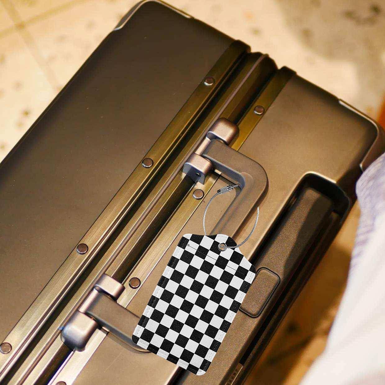 2 Pack Luggage Tags for Travel PU Leather Luggage Tag Name ID Labels with Privacy Cover for