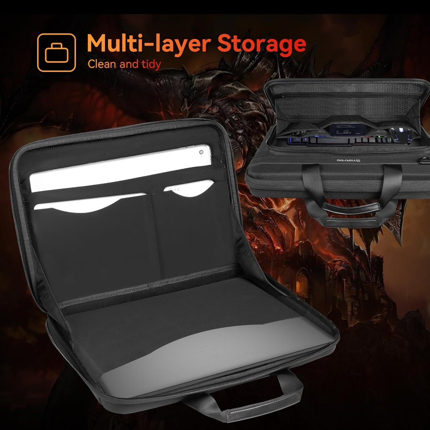 Smatree Hard Shell Laptop Bag for 13.4 inch ASUS ROG Flow Z13 2025/2023/2022 Gaming Laptop, for 13.4 inch ROG Flow X13 2023, for 14 inch ASUS TUF Gaming A14 2024 Copilot+ PC Hard Carry Case (A460)